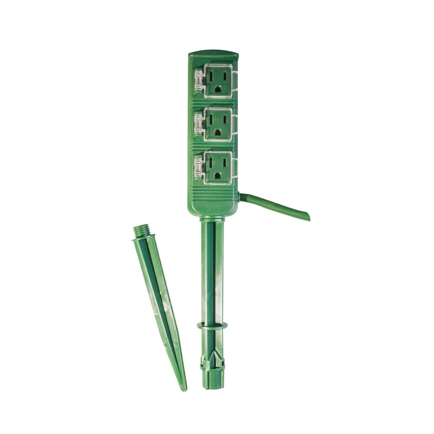 GoGreen Power 18/2 18′ 3-Outlet Outdoor Power Stake - Cheap Fitting