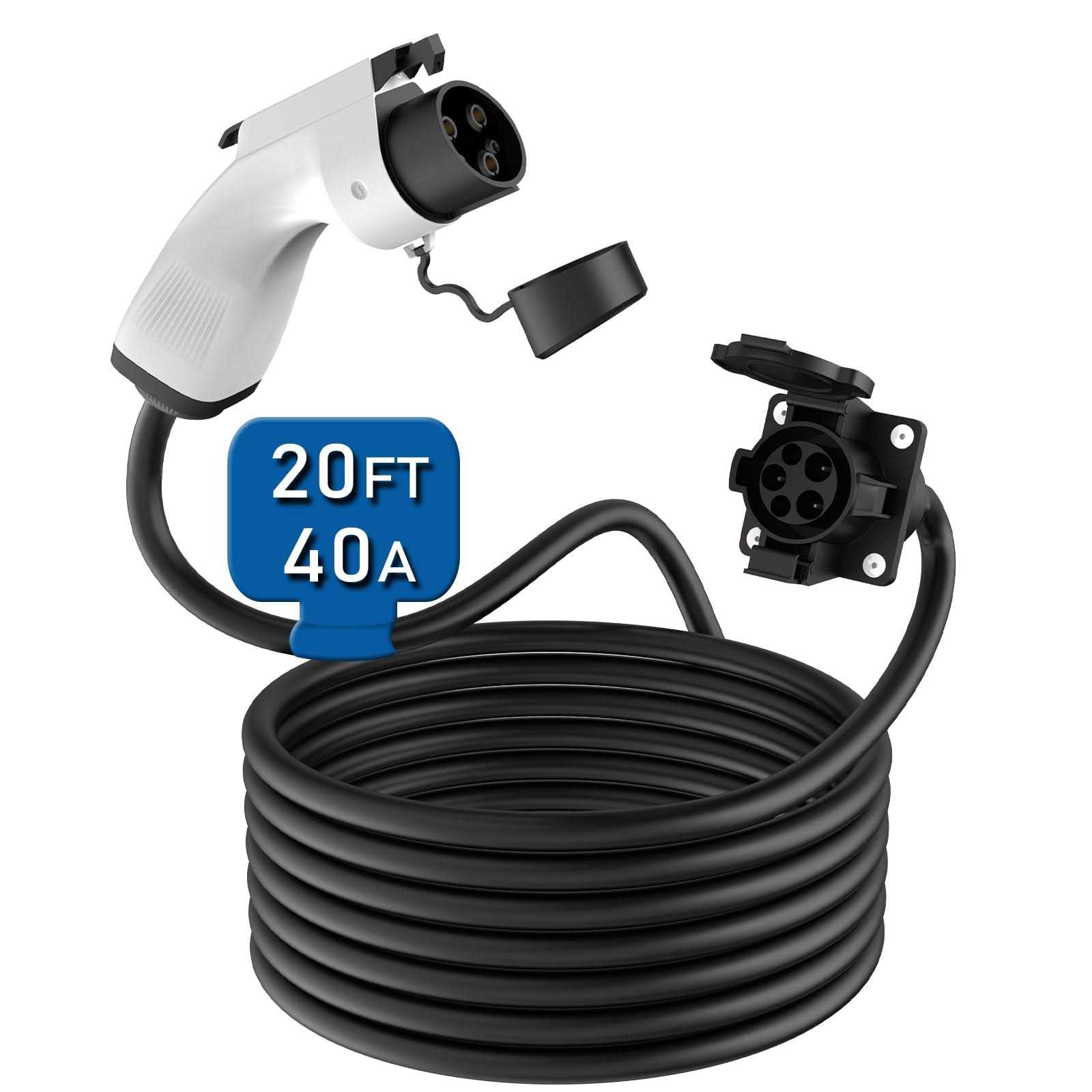 WISSENERGY 40A 20FT EV Charging Extension Cable for J1772 EV Charger Extension Cord 220V-240V - Cheap Fitting