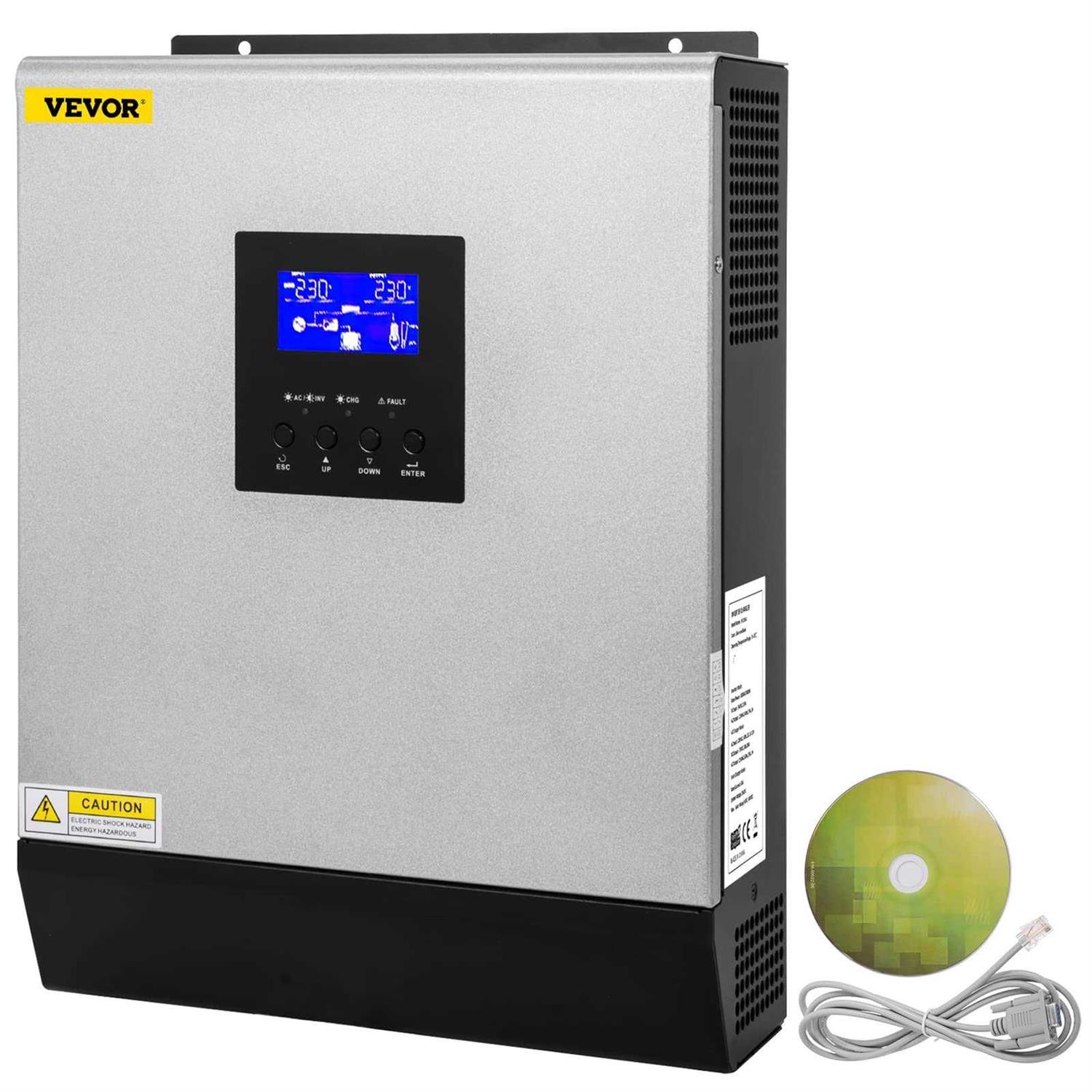 VEVOR Hybrid Solar Inverter 3KVA 2400W Pure Sine Wave Off-Grid Inverter - Cheap Fitting
