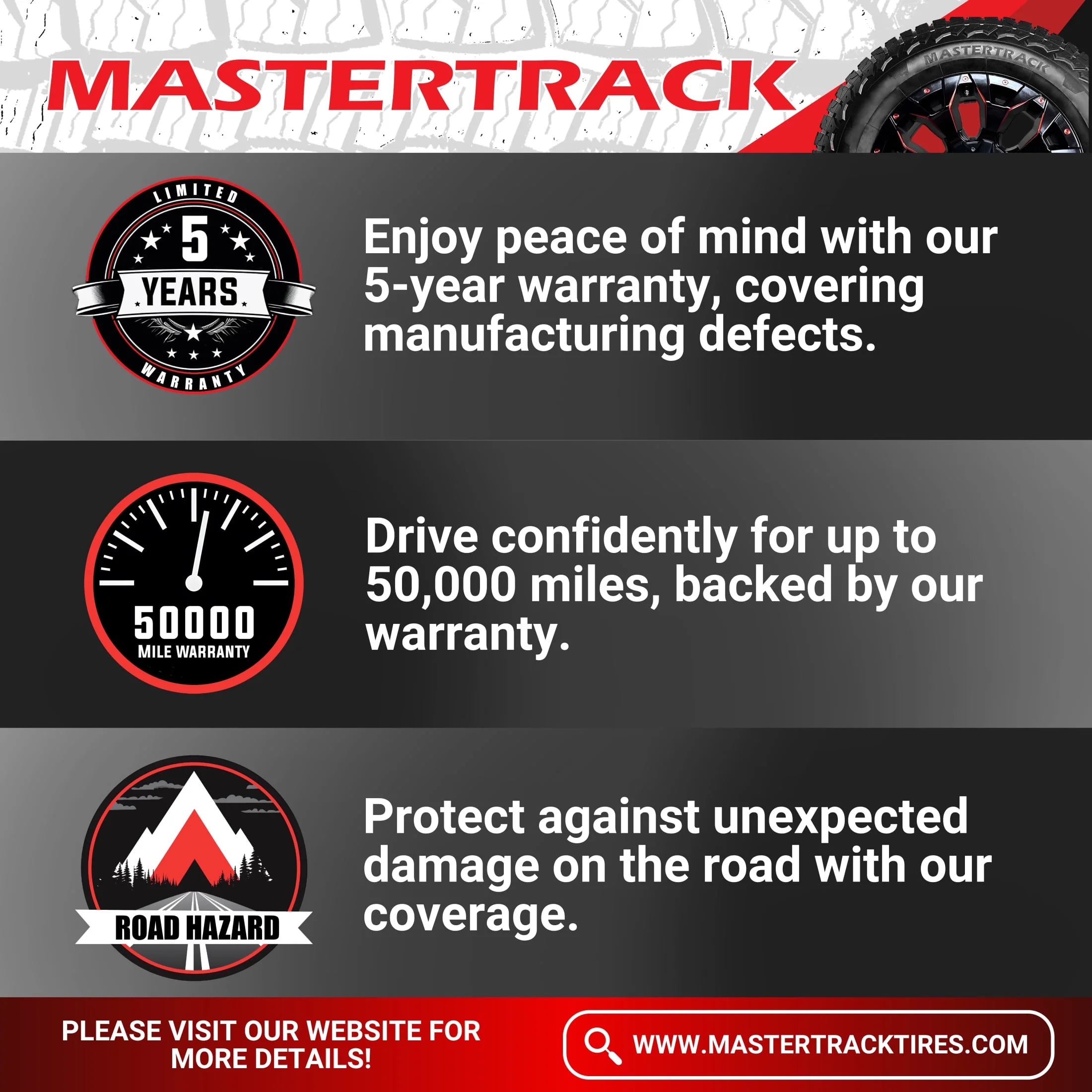 Mastertrack BADLANDS AT All Terrain P285/70R17 117T SUV Light Truck Tire 285/70/17(Tire Only) - Cheap Fitting