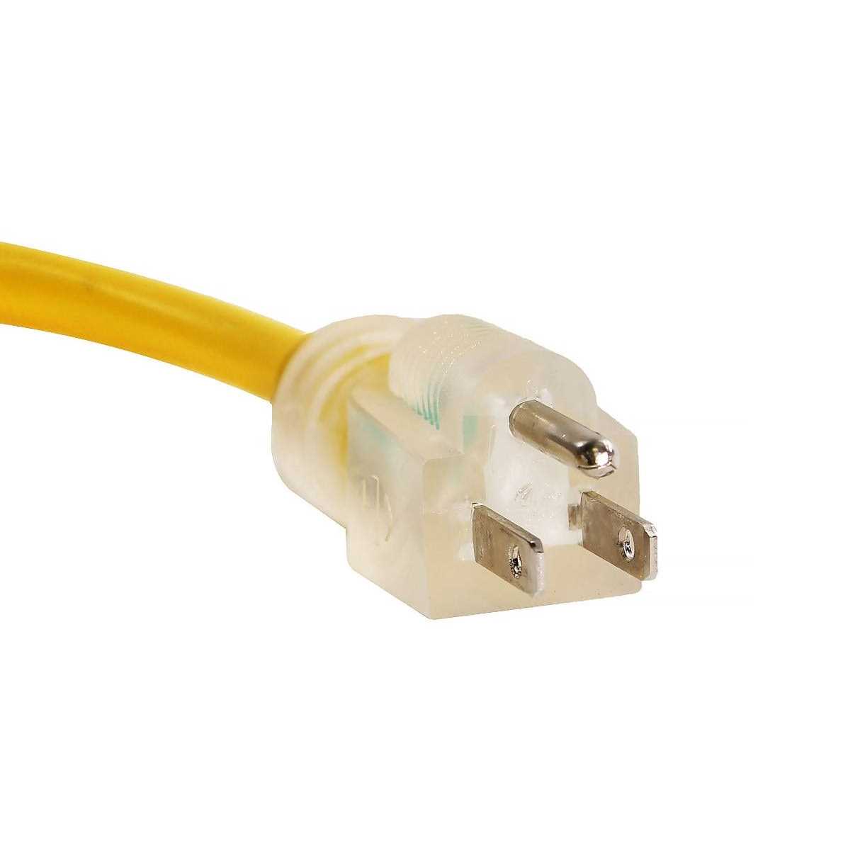 LifeSupplyUSA 10 ft. 12/3 SJTW 3-Outlet 15 Amp 125-Volt 1875-Watt Lighted End Extension Cord - Cheap Fitting