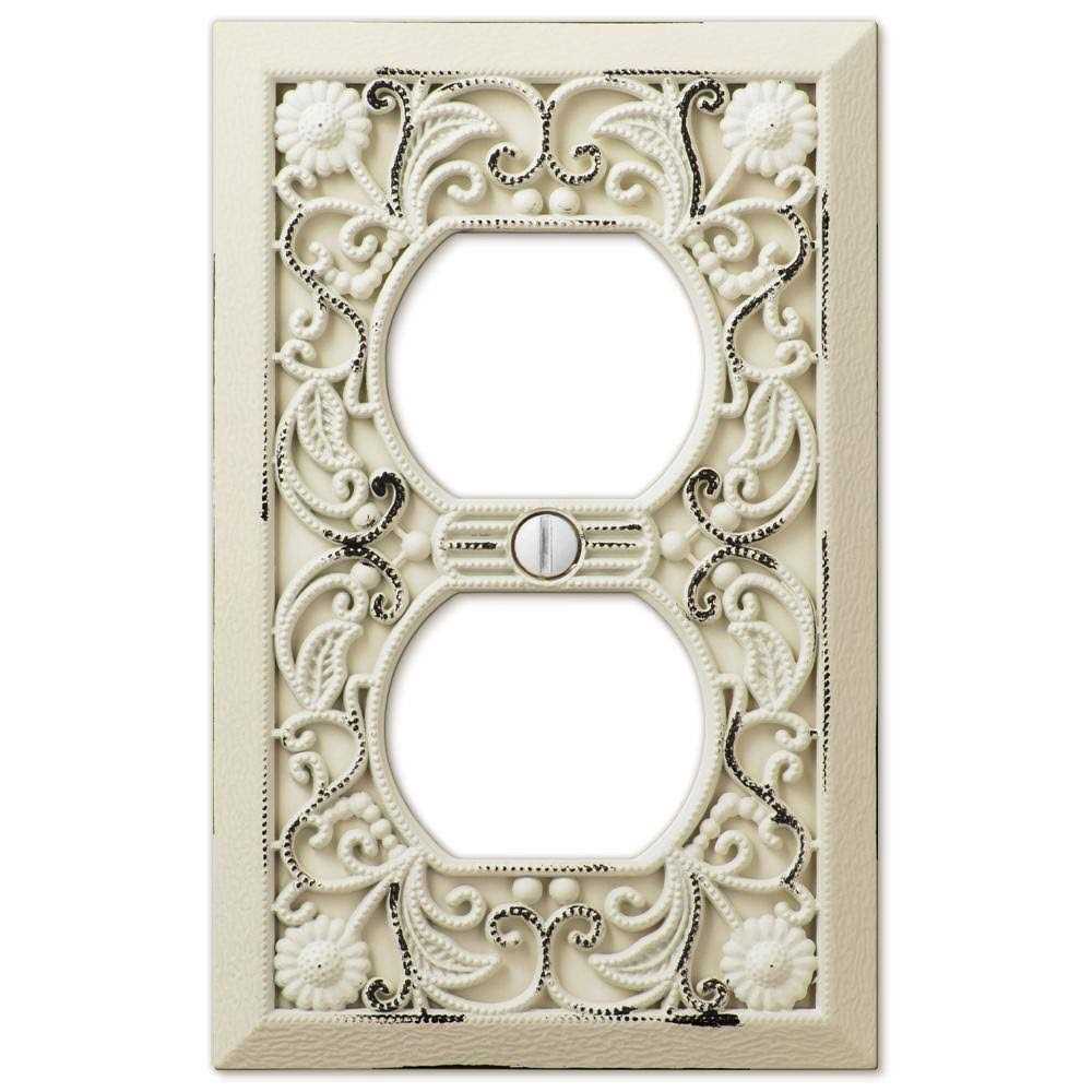 Amerelle Filigree Single Duplex Wallplate in Antique 65DAW - Cheap Fitting