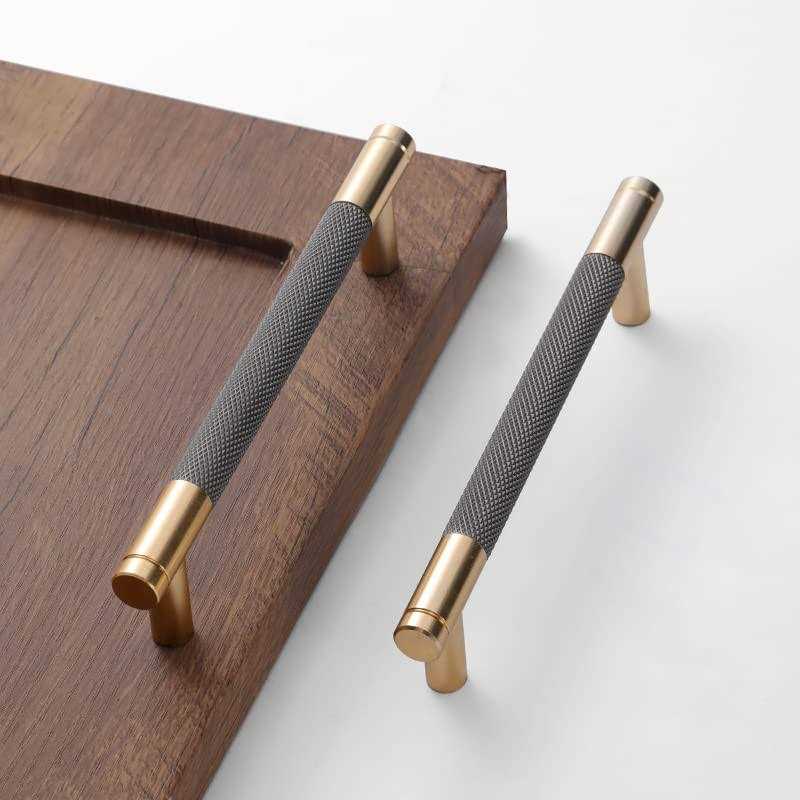 Westablize 24 Pack Bar Cabinet Pulls Gold and Grey Knurled Handles for Brushed Gold Drawer Pulls Cupboard - Cheap Fitting