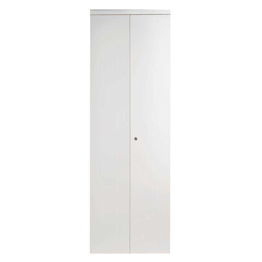 Impact Plus Smooth Flush Solid Core White MDF Interior Closet Bi-Fold Door with Matching Trim - Cheap Fitting