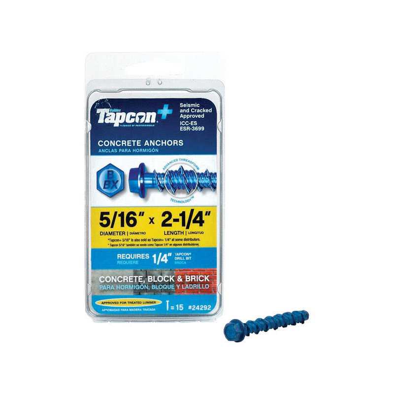 Tapcon Buildex Concrete Anchors, Block/Brick, 5/16 Inches – 15 anchors 24292 - Cheap Fitting