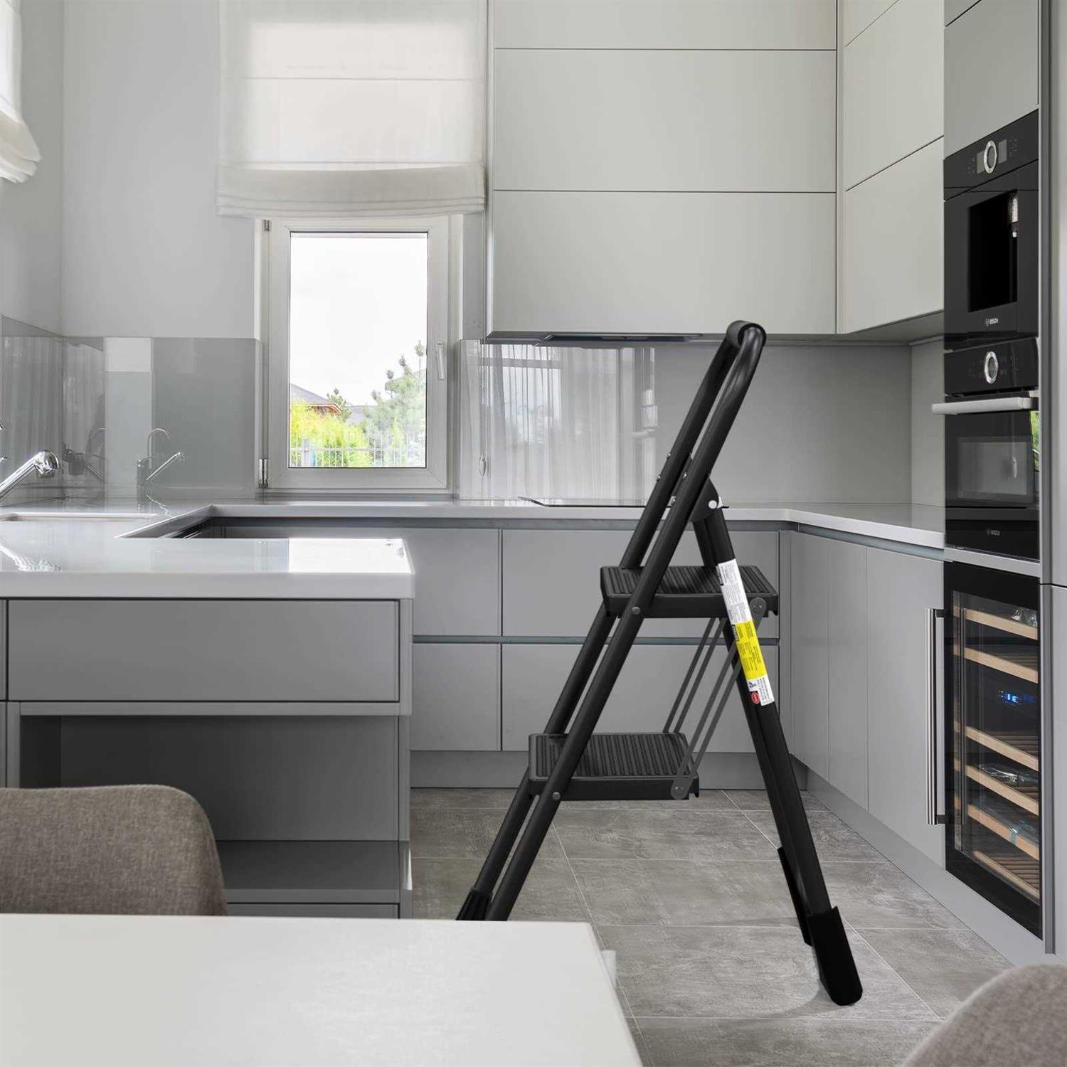 Step Ladder EFFIELER 2 Step Stool Ergonomic Folding Step Stool with Wide Anti-Slip Pedal 430 lbs Sturdy Step Stool for Adults Multi-Use - Cheap Fitting