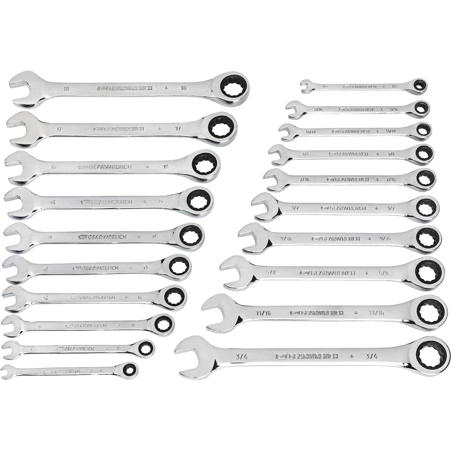 GearWrench 20-Piece SAE/Metric Ratcheting Combination Wrench Set - Cheap Fitting
