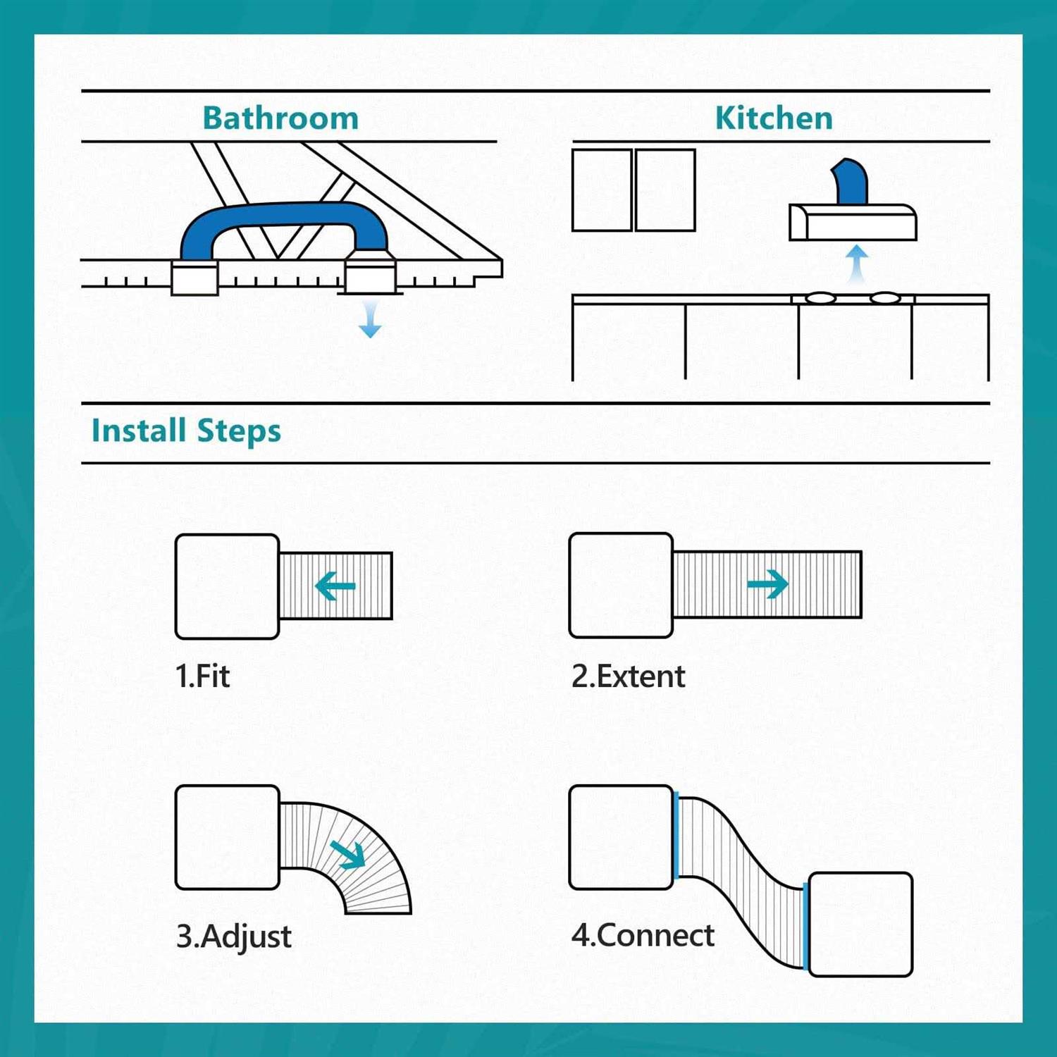 HG Power Dryer Vent Hose 16 Feet Flexible Aluminum Air Ducting - Cheap Fitting