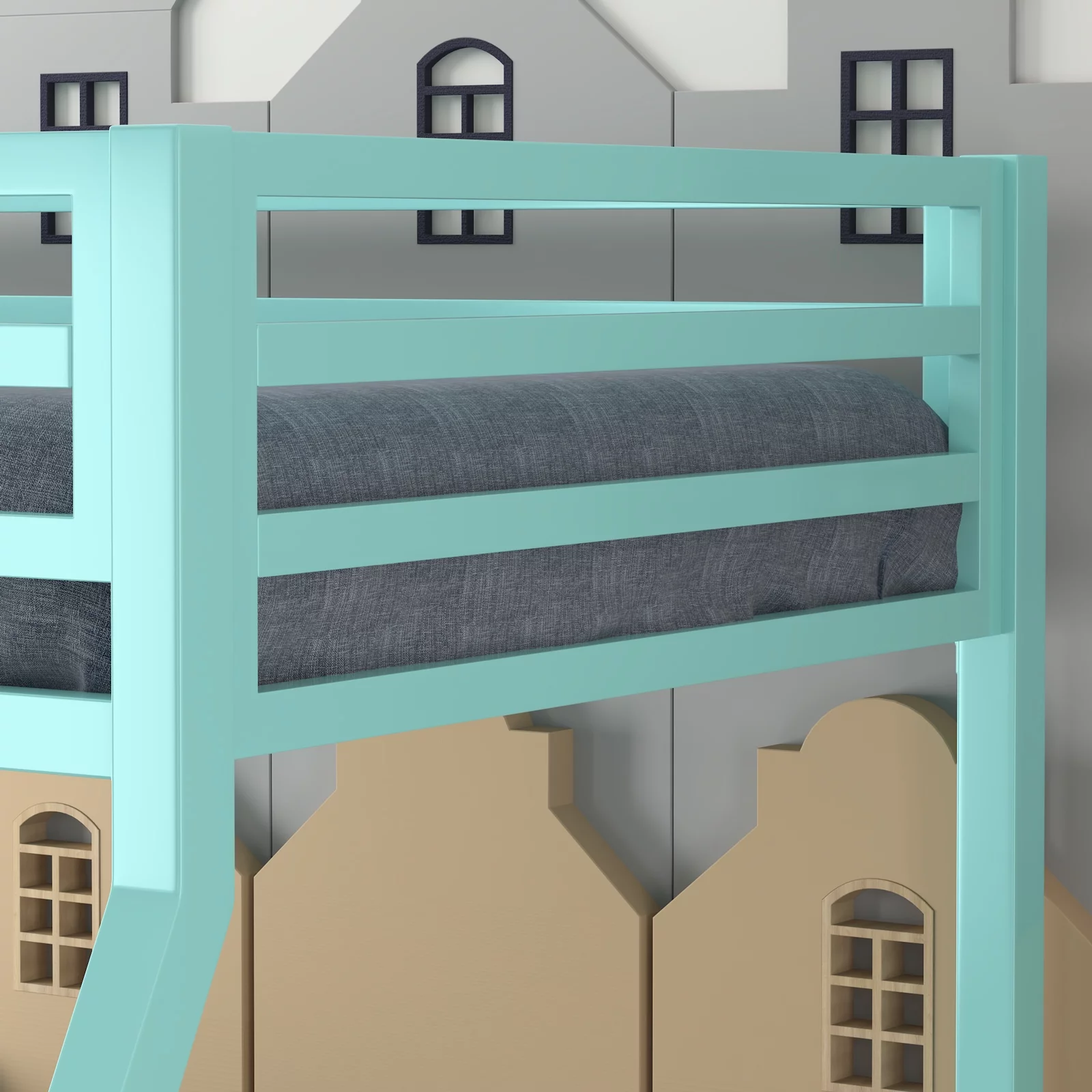 Amolife Twin Over Full Metal Bunk Bed with Removable Stairs, Fullength Guardrail, Black - Cheap Fitting