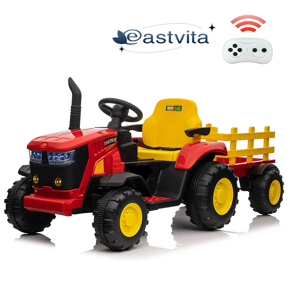 EastVita 3 in 1 Ride on Tractor, 24V Ride on Car Toy Electric Truck Vehicle ,Six-wheeled UTV Car, w/Trailer,Remote Control, LED Lights, Music, USB ,Pink - Cheap Fitting
