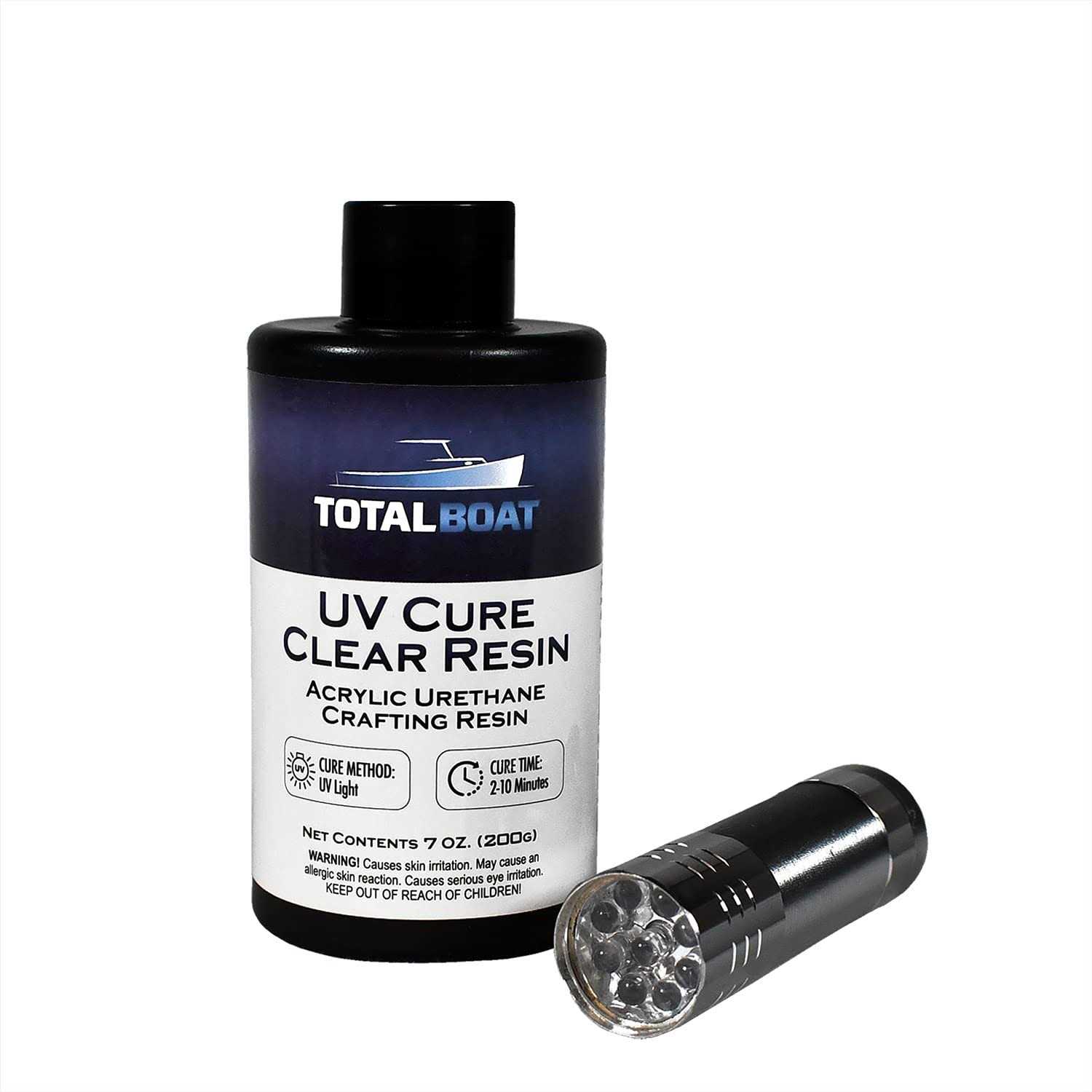 TotalBoat 200g UV Cure Clear Acrylic Resin with UV Flashlight for Resin Curing - Cheap Fitting