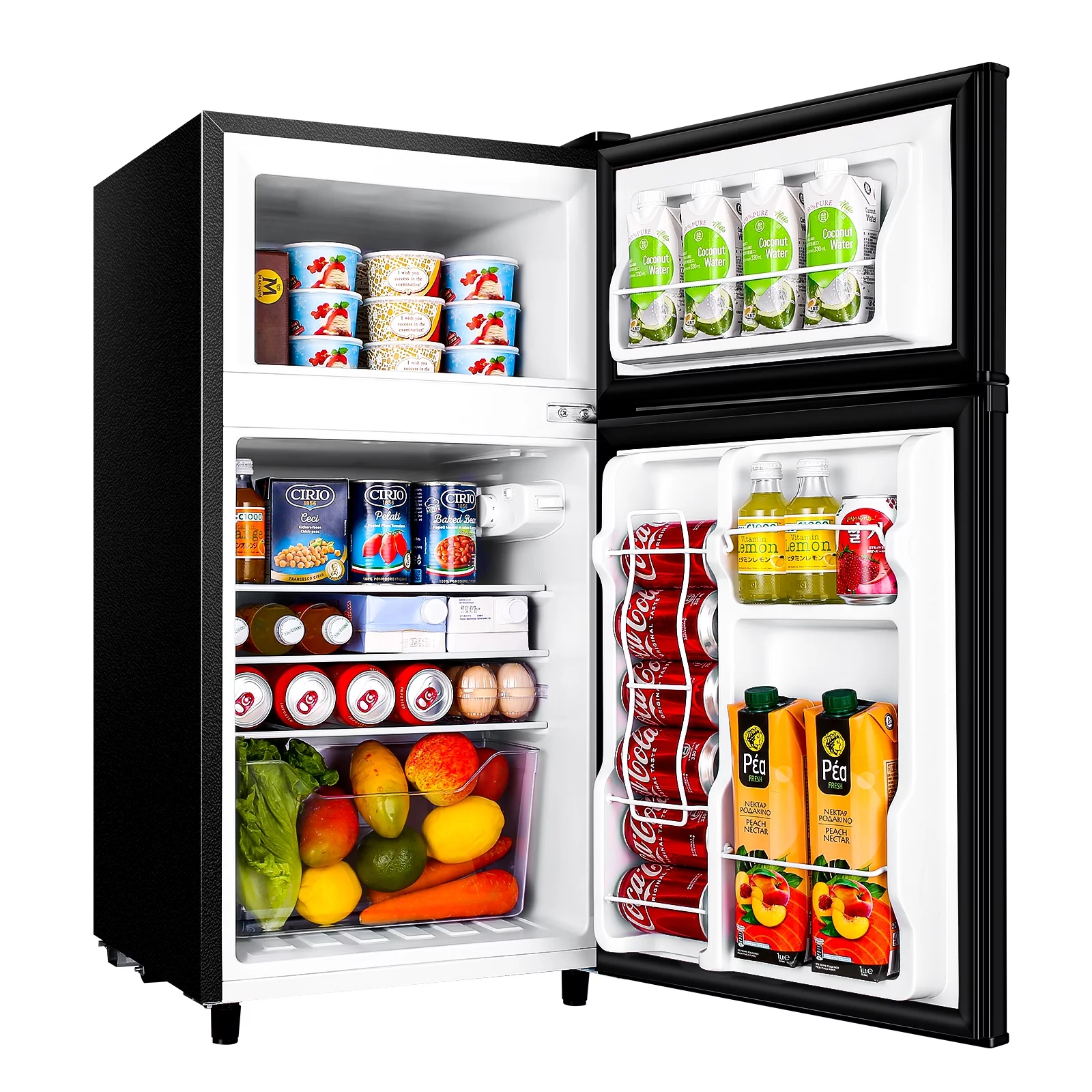 WANAI 3.5 Cu ft Two Door Mini Fridge with Freezer, Black - Cheap Fitting