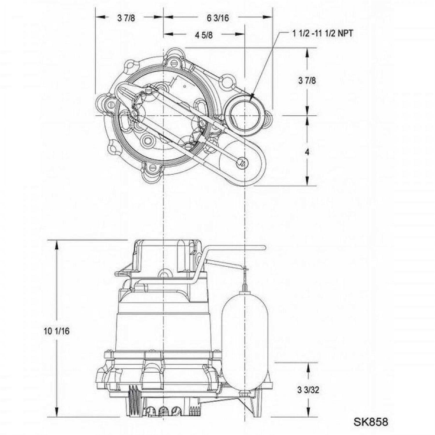 Zoeller HP 3/10,Sump Pump,Vertical Float M53 - Cheap Fitting