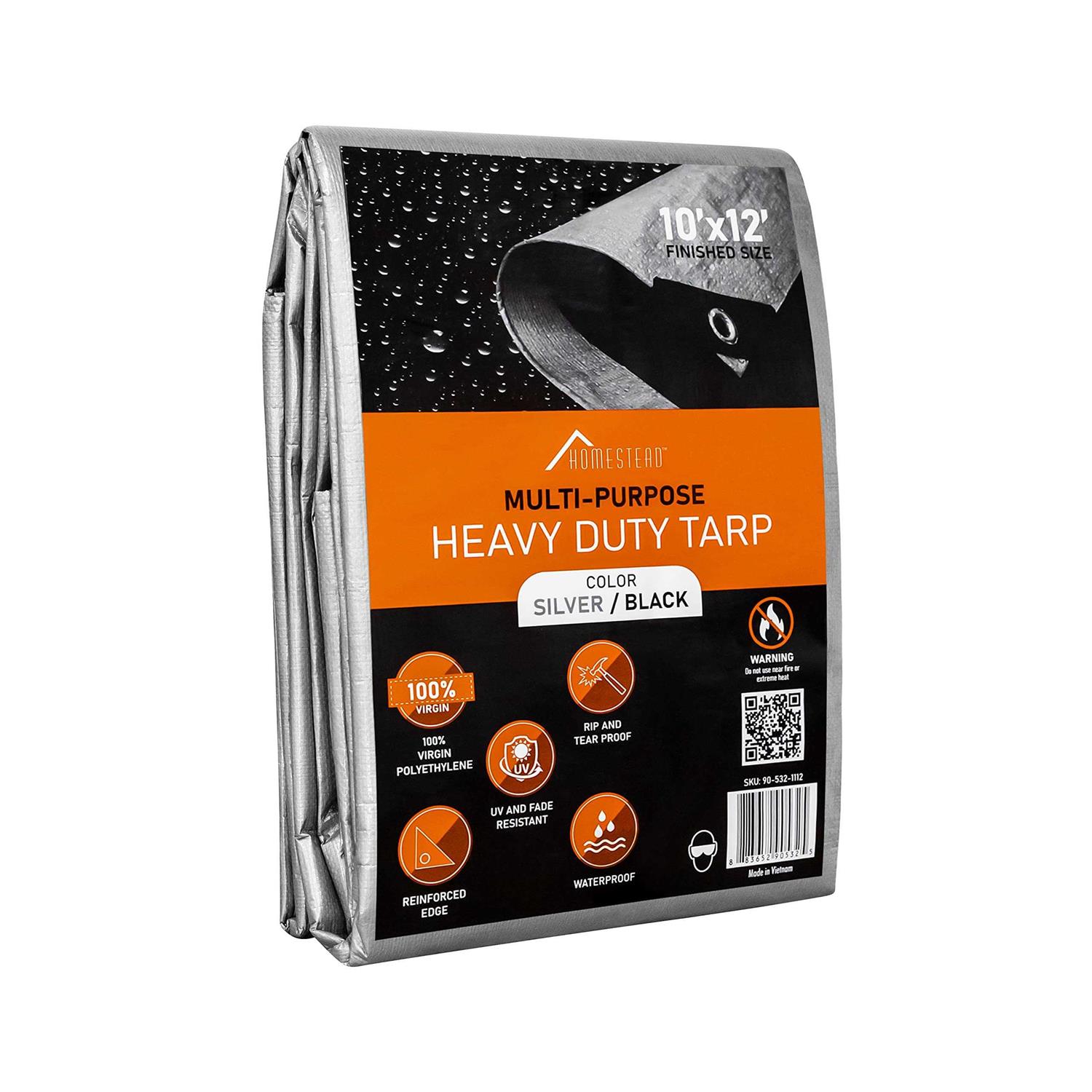 HOMESTEAD Heavy Duty 12 Mil Tarp Cover with Metal Grommets and Reinforced Edges - Cheap Fitting
