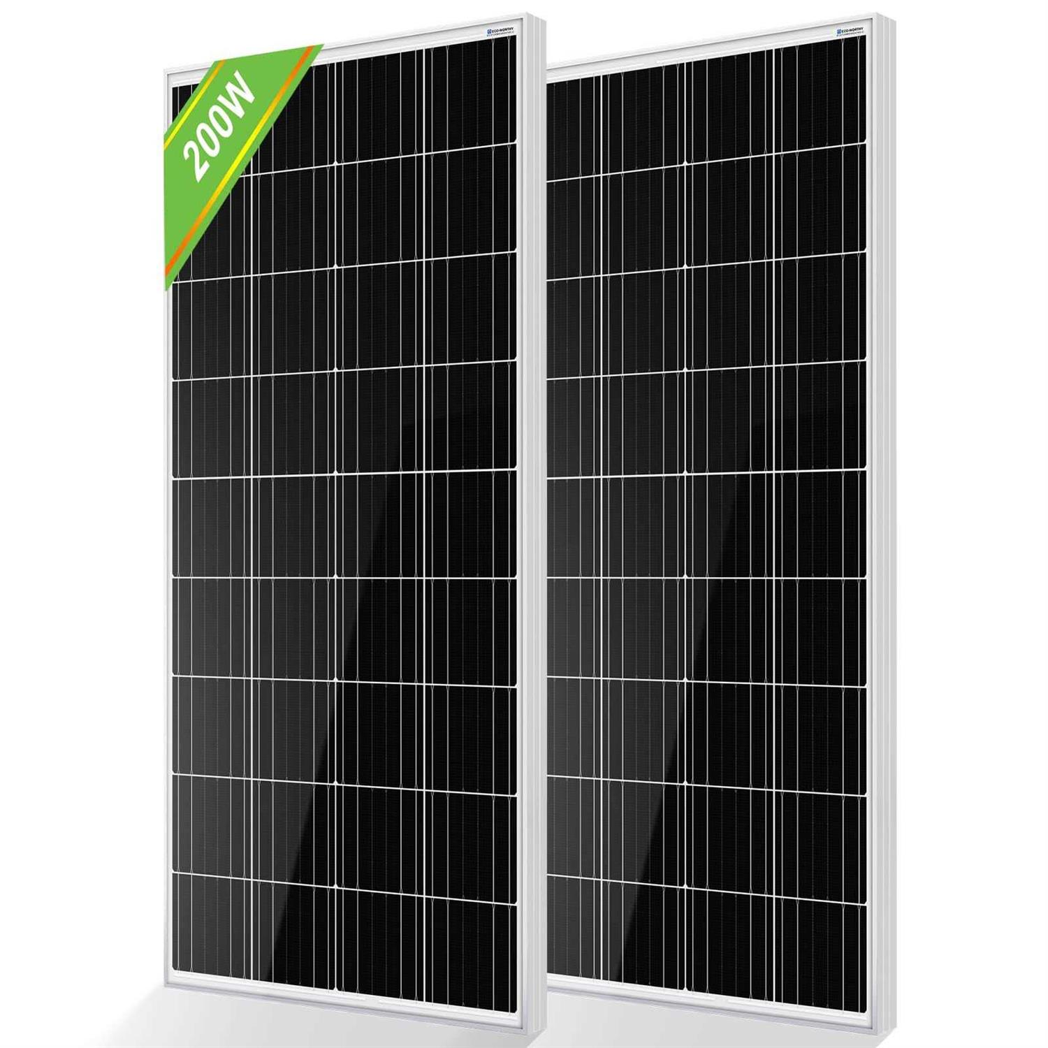 ECO-WORTHY 2pcs 100 Watt Solar Panels 12 Volt Monocrystalline Solar Panel for RV Marine Boat and Other Off-Grid Applications - Cheap Fitting