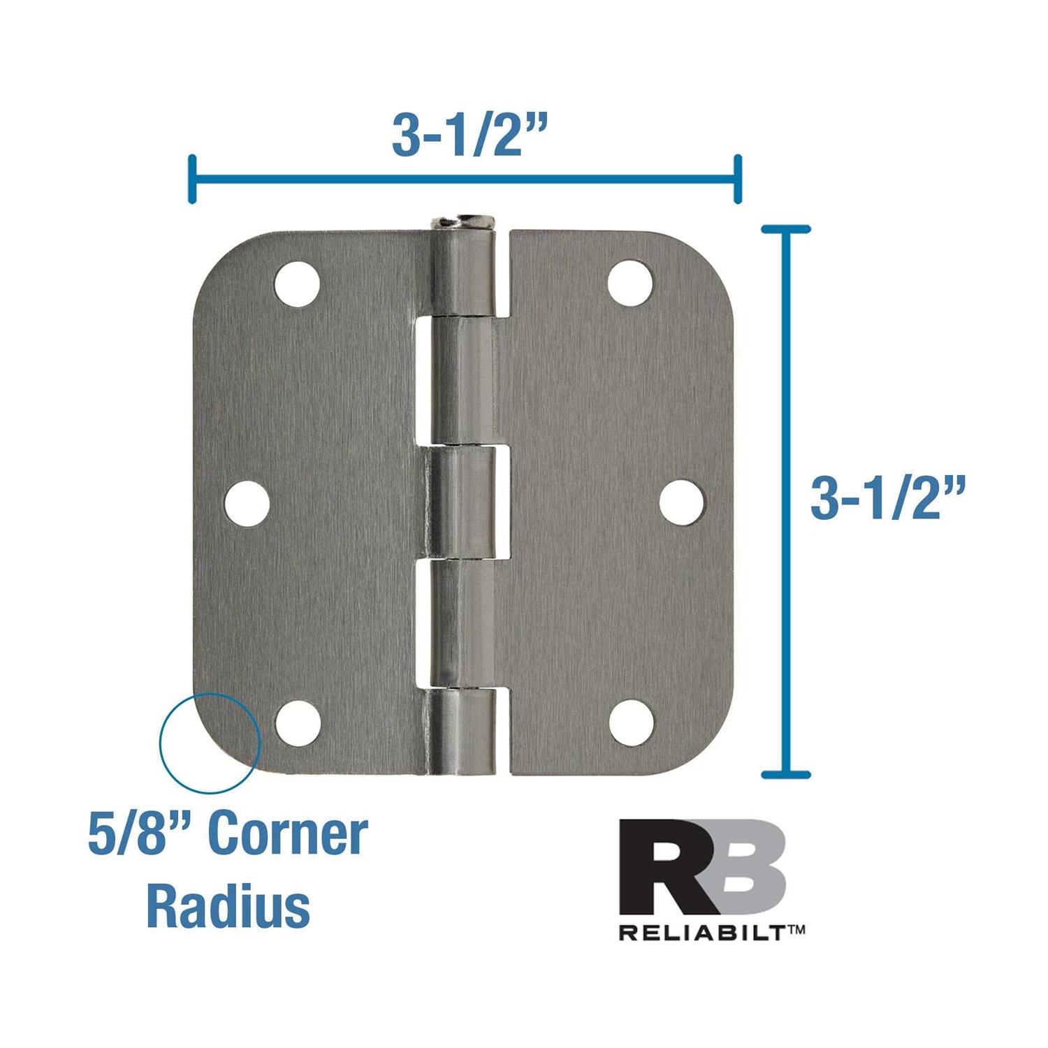 ReliaBilt 3-1/2-in H x 5/8-in Radius Satin Nickel Mortise Interior Door Hinge 605669 - Cheap Fitting