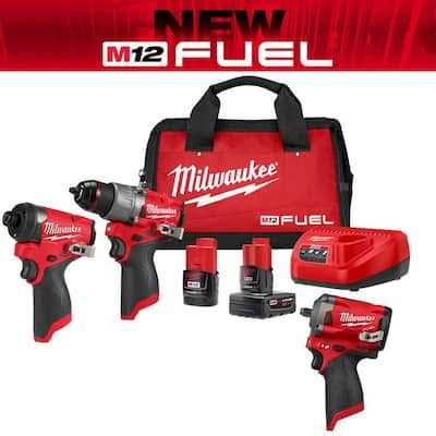 Milwaukee M12 FUEL 12-Volt Brushless Cordless Hammer Drill and Impact Driver Combo Kit - Cheap Fitting