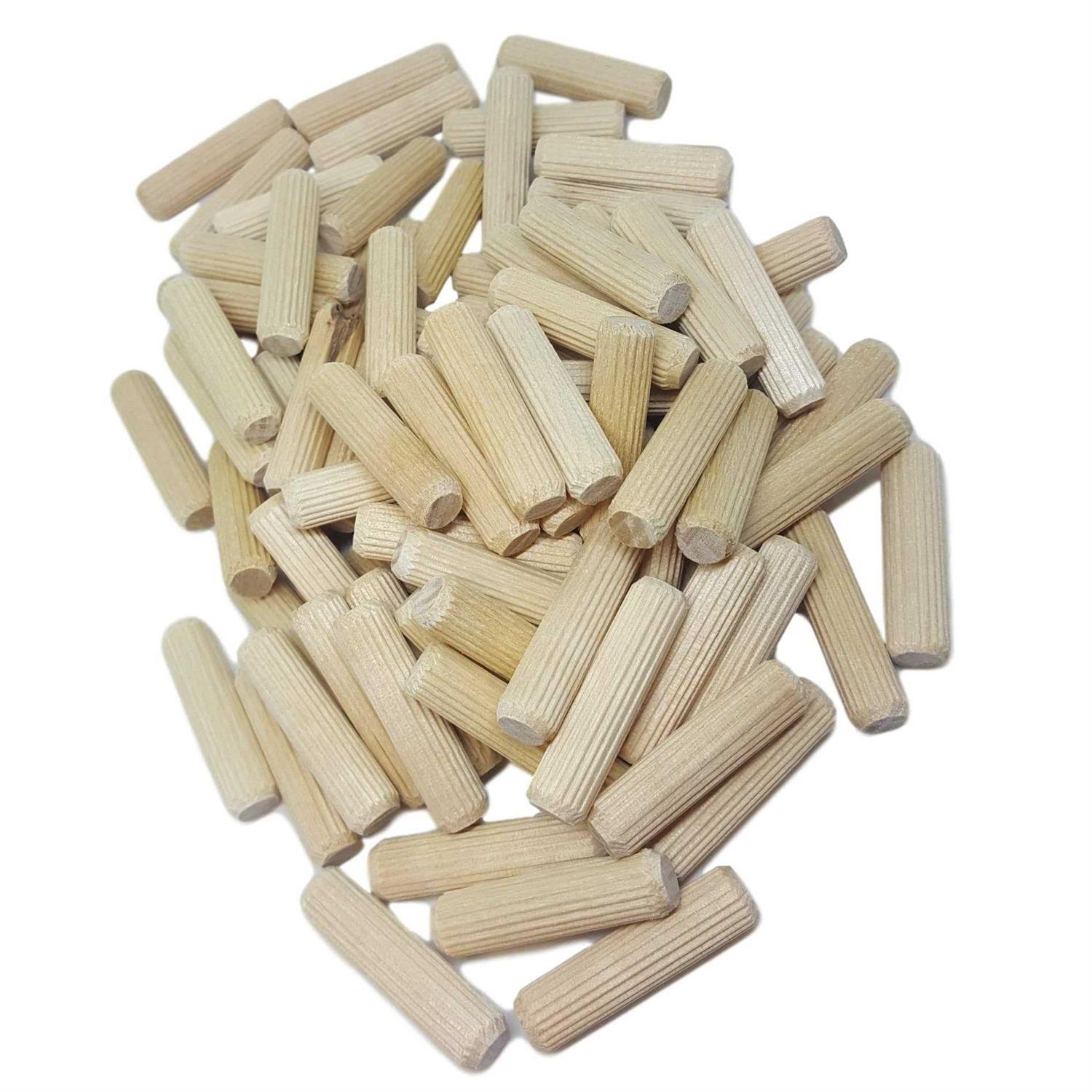 100 Pack 1 Wooden Dowel Pins Wood Kiln Dried Fluted and Beveled	100 Pack 1 Wooden Dowel Pins Wood Kiln Dried Fluted and Beveled - Cheap Fitting