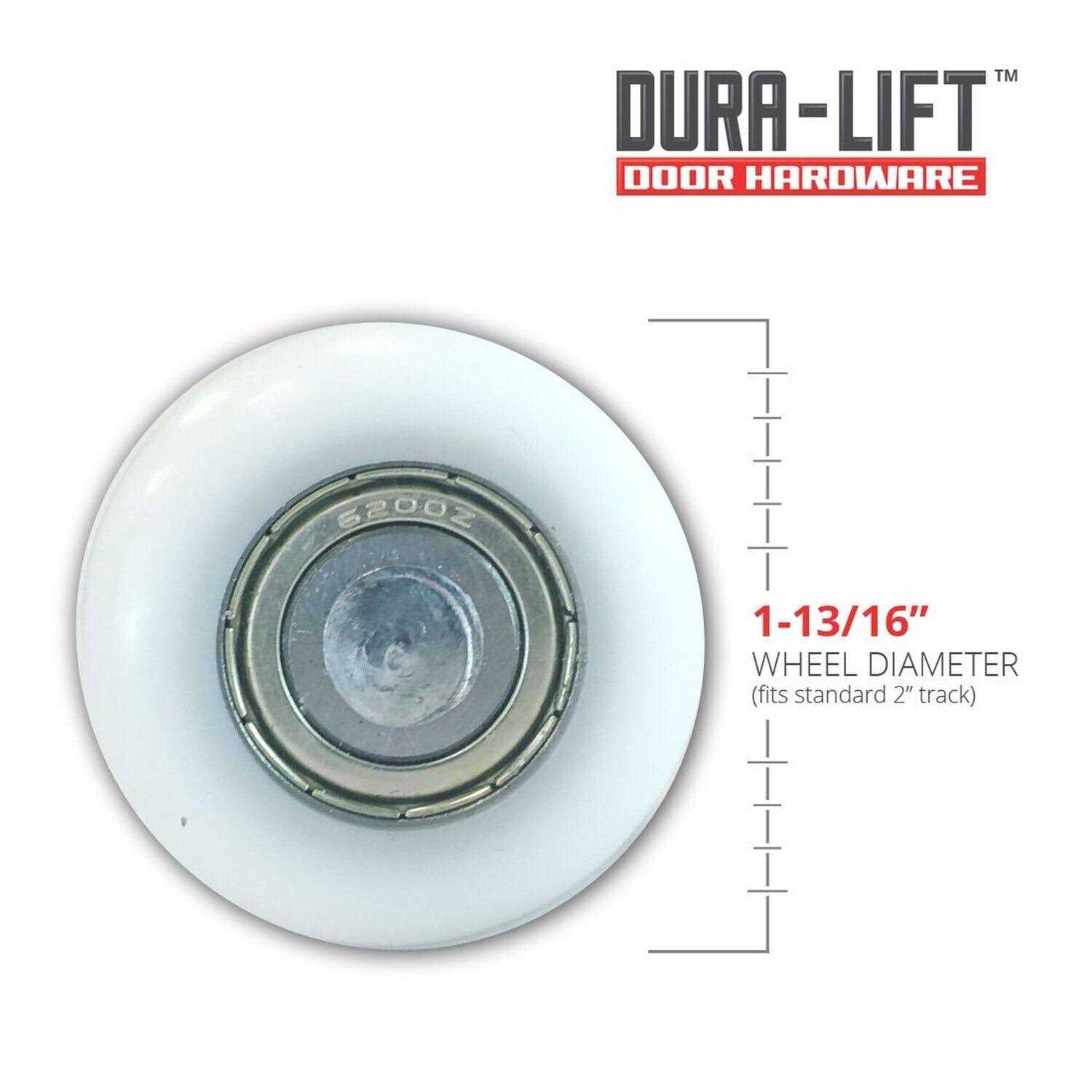 DURA-LIFT Ultra-Life 2 inch Reinforced 6200z Bearing Nylon Garage Door Roller and 4 inch Stem - Cheap Fitting
