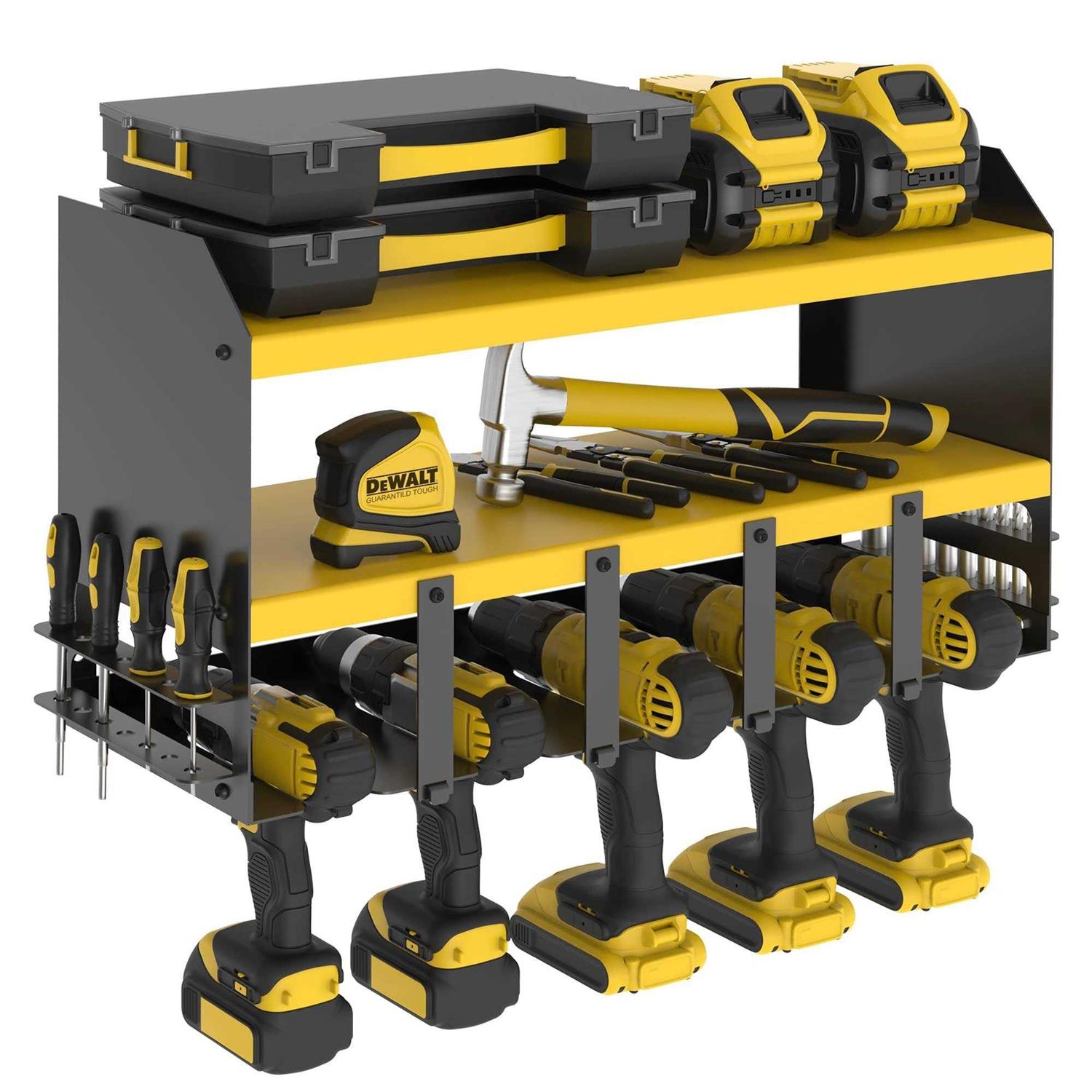 S SKSTYLE Power Tool Organizer 5 Drill Holder Wall Mount Shelf - Cheap Fitting