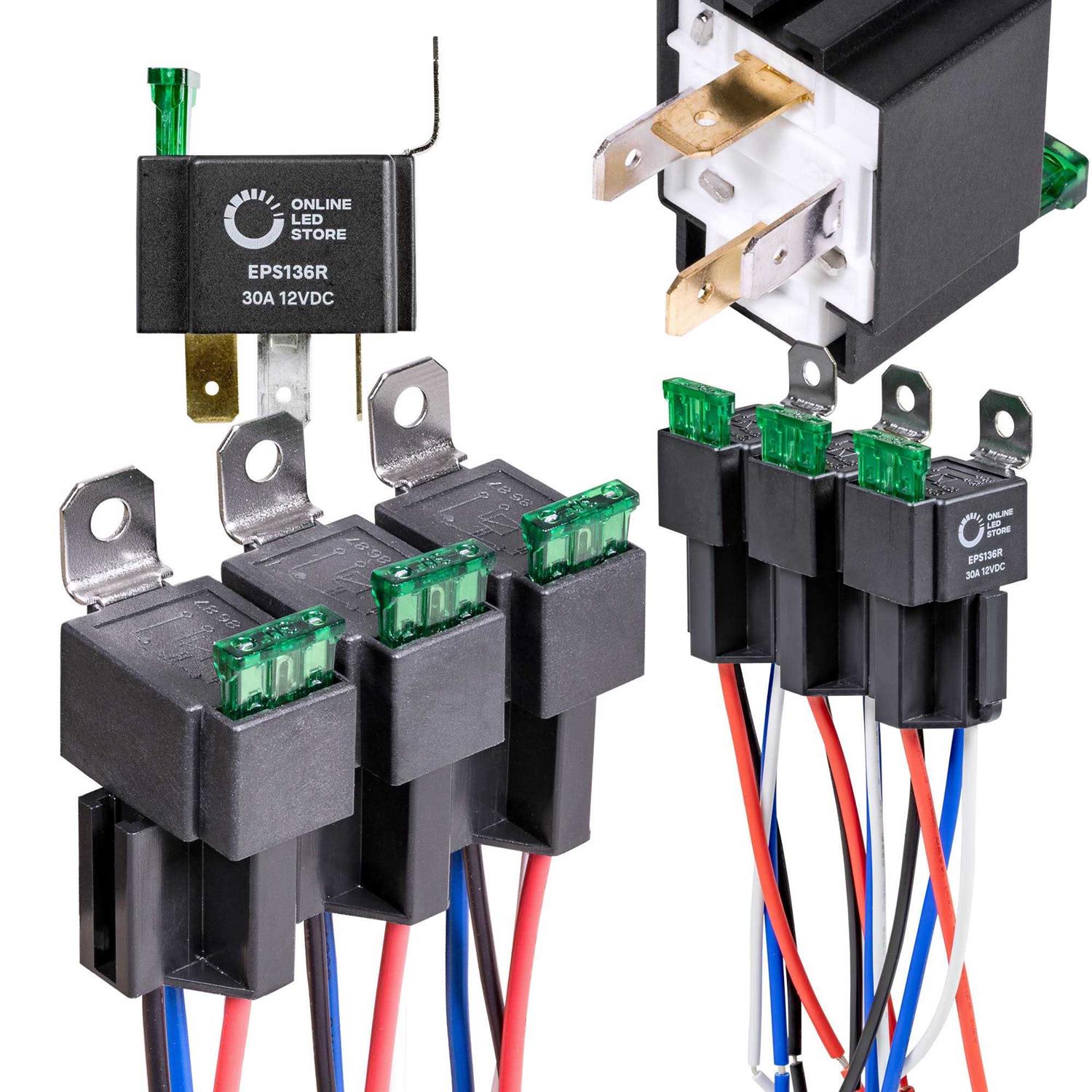 TRUE MODS 6 Pack 4-Pin 12V Bosch Style Fused Relay Switch Kit 12 Volt - Cheap Fitting