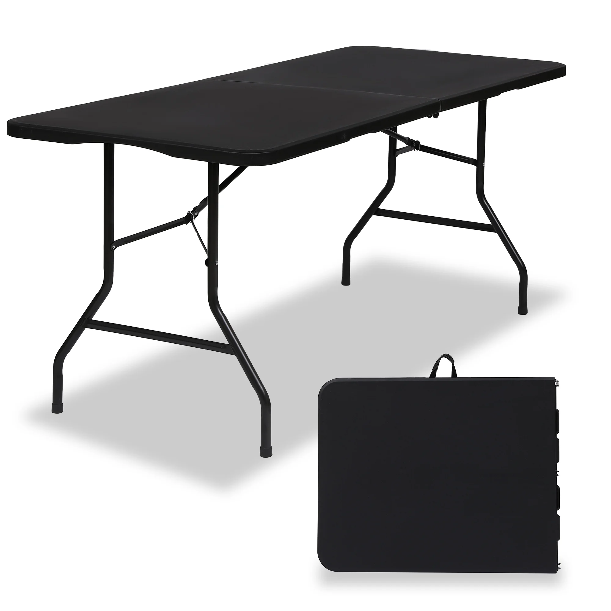 SUGIFT Folding Table 6ft Portable Heavy Duty Plastic Foldable Table for Indoor Outdoor Use (Black) - Cheap Fitting