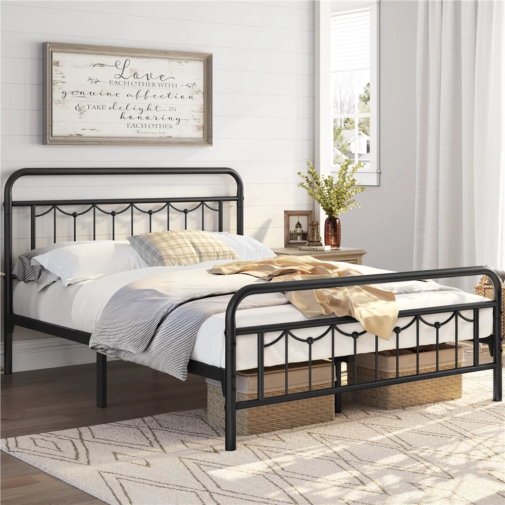 SmileMart Archie Metal Platform Twin Bed with Vintage Headboard and Footboard, Antique Gold - Cheap Fitting