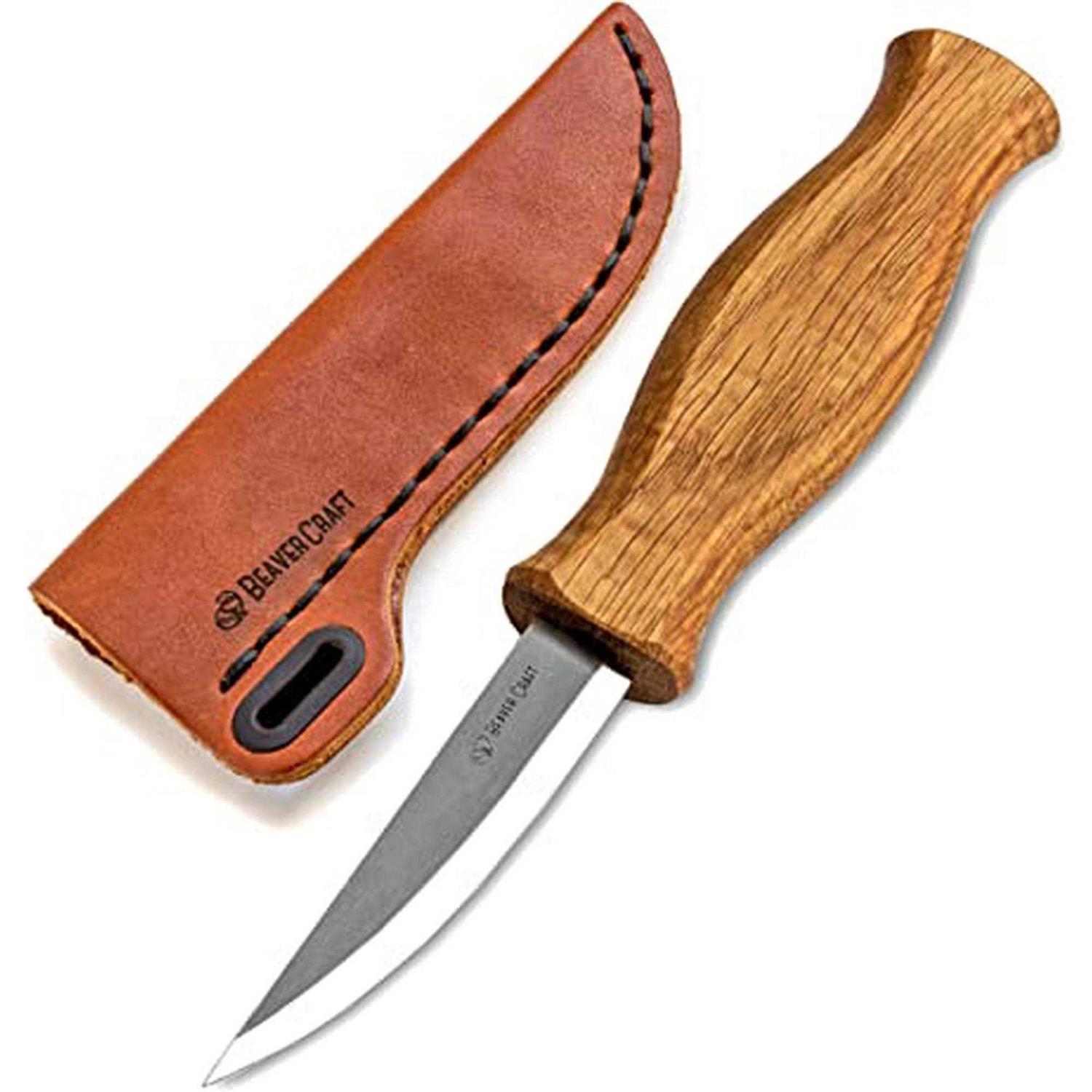 Beavercraft Sloyd Knife C4s 3.14 inch Wood Carving Sloyd Knife with Leather Sheath for Whittling and Roughing for Beginners and Profi Durable High - Cheap Fitting