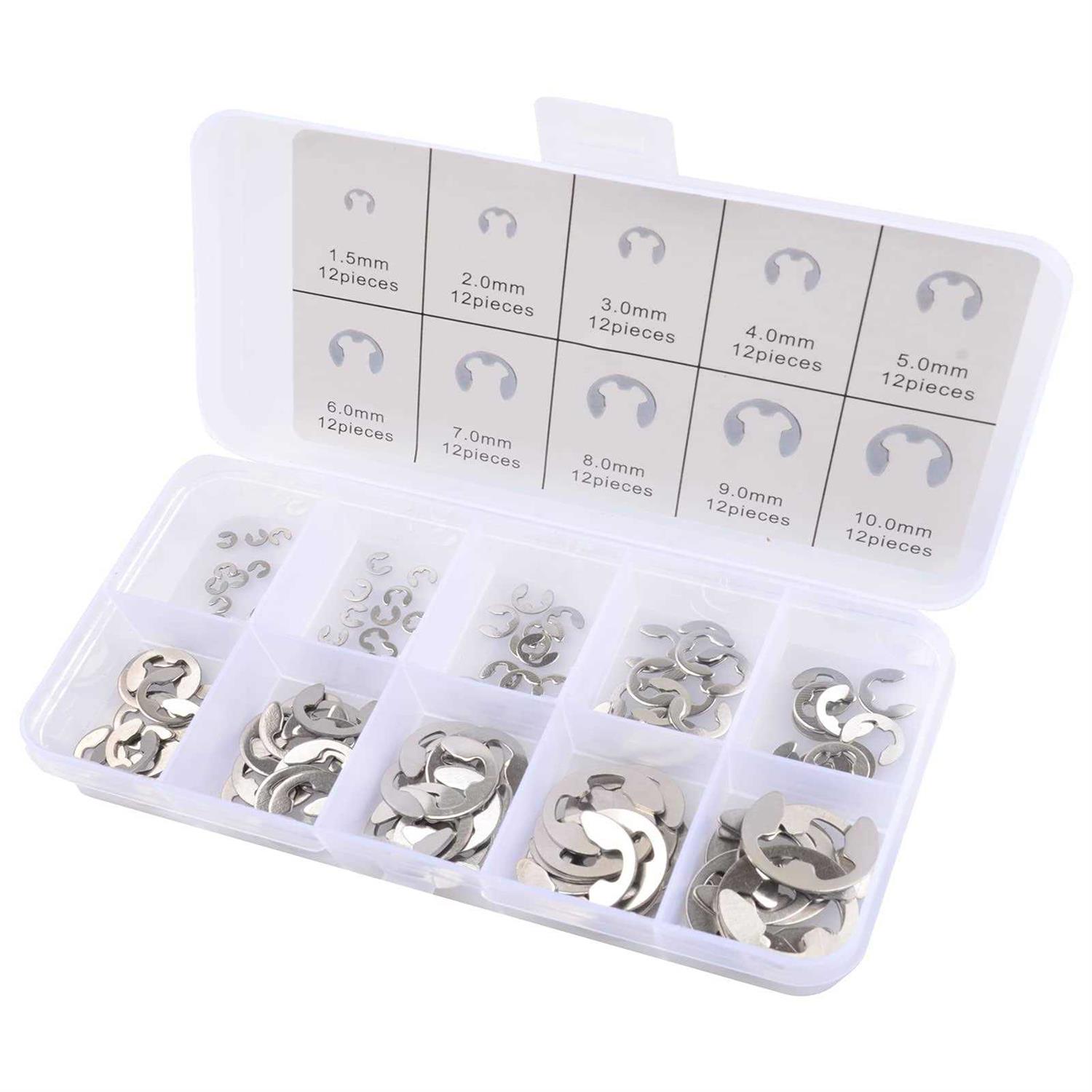 MARSTEK 304 Stainless Steel E Clip Assortment Kit E-Clip External Retaining Ring Assortment Set - Cheap Fitting