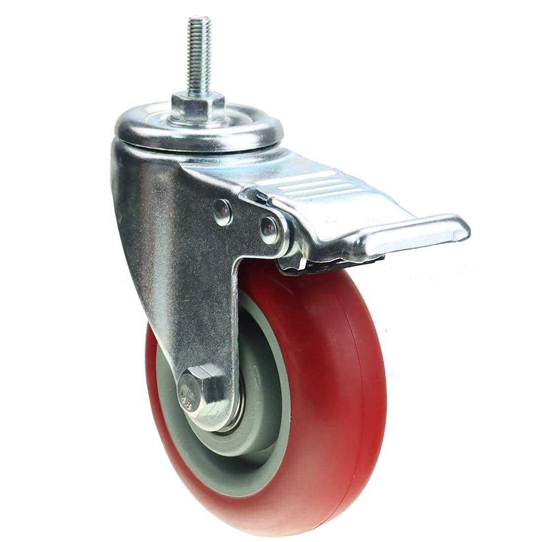 Heavy Duty Stem Caster Wheels Double Bearing Pu Castors No Noise Swive - Cheap Fitting