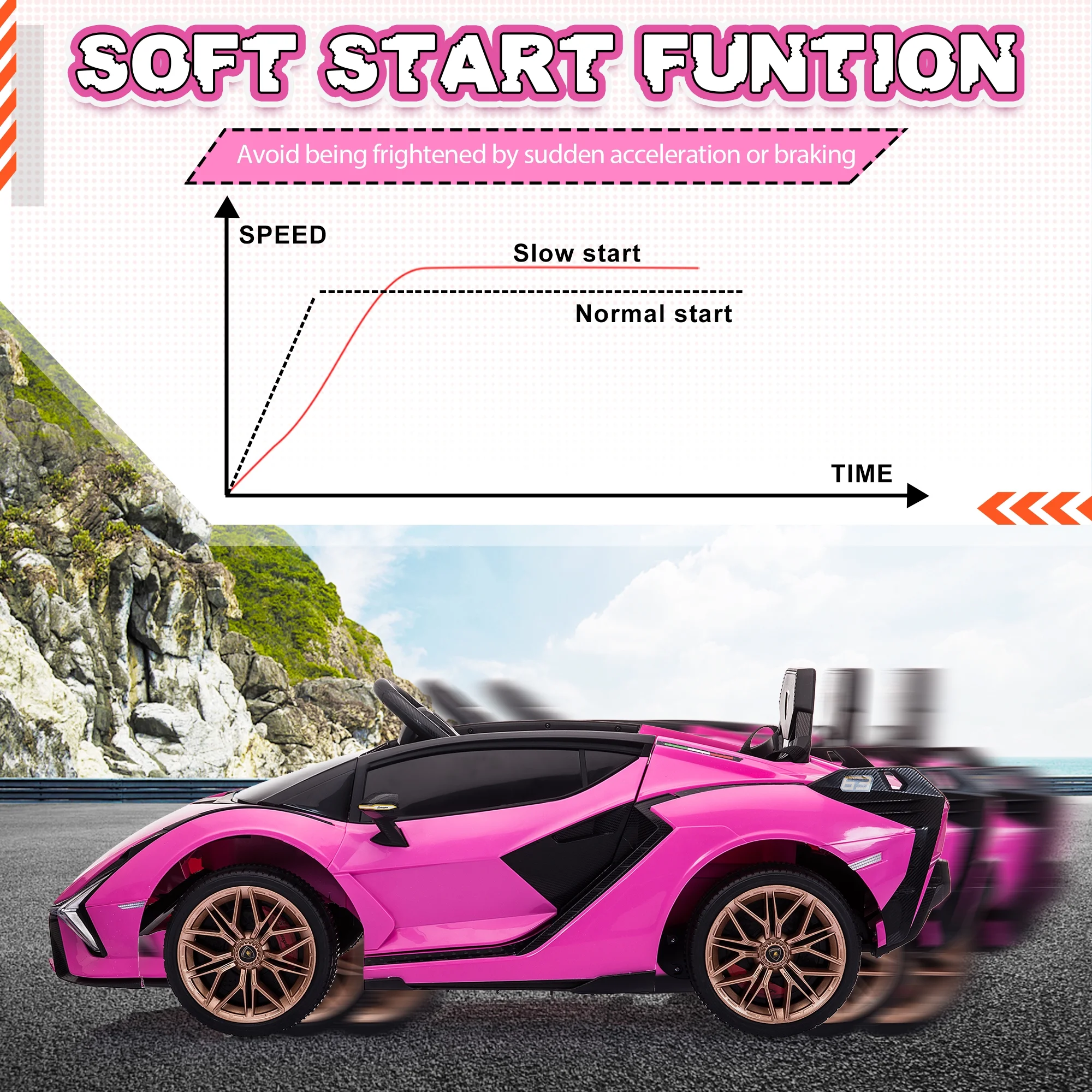 TOBBI 24V Lamborghini STO Licensed Kids Ride on Drift Car Gray Electric Car W/Remote Control LED Lights, up to 10 mph - Cheap Fitting