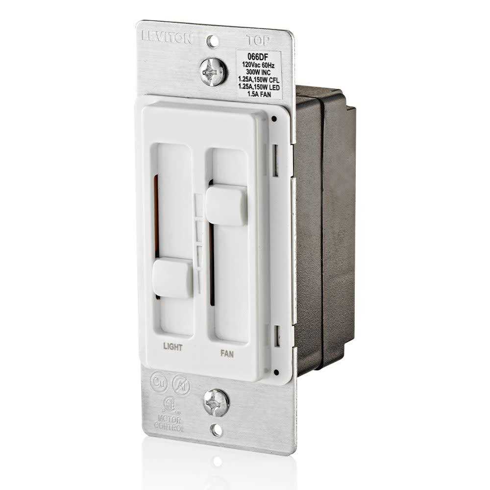 Leviton Decora SureSlide White Fan/LED Dimmer Slide Switch - Cheap Fitting