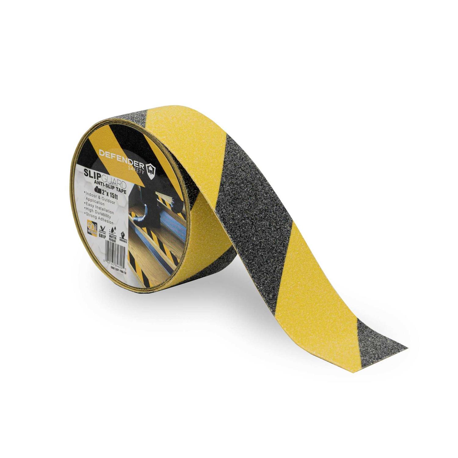 Defender Safety SLIPGUARD Anti-Slip Floor Tape. 60 Grit. Black Yellow - Cheap Fitting