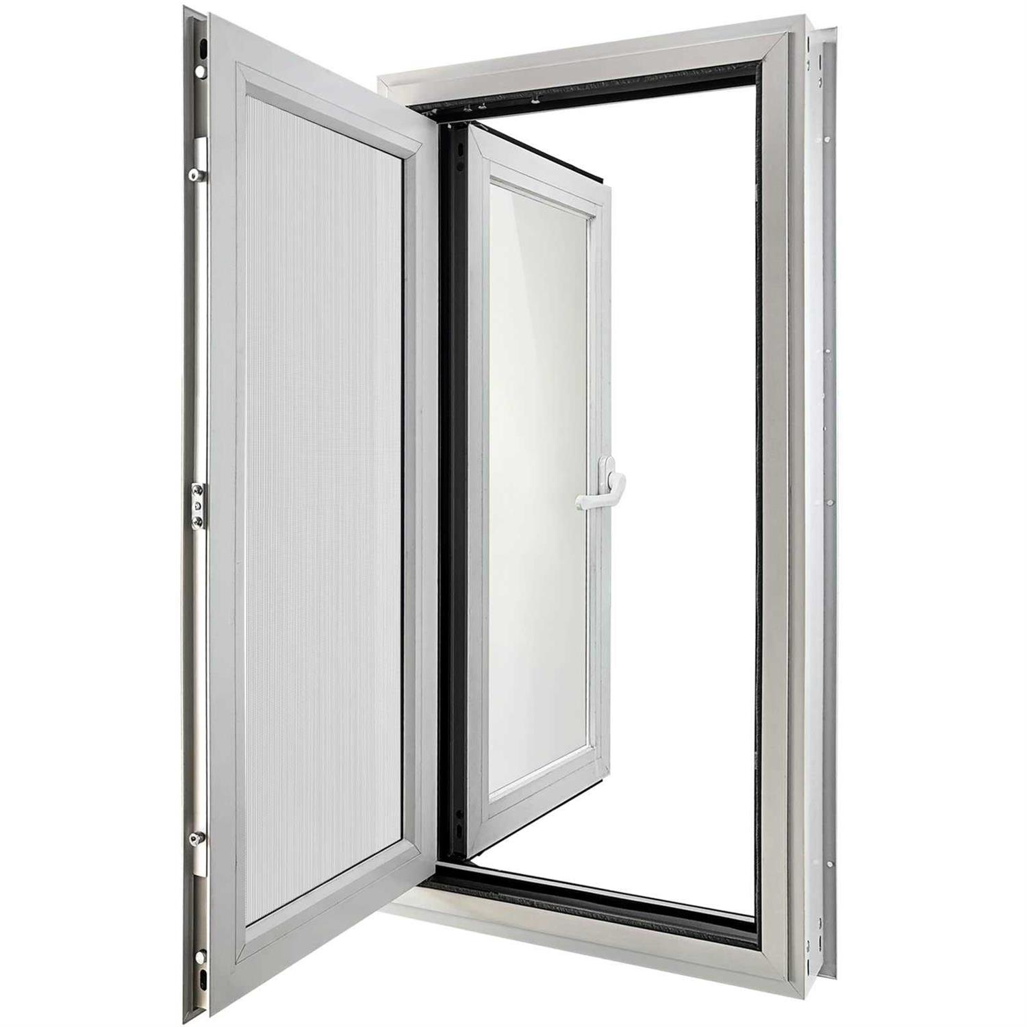 HIOSTAO Aluminum Alloy White House Window,Casement Window Double Layers,with Removable Yarn Mesh and Key Lock - Cheap Fitting