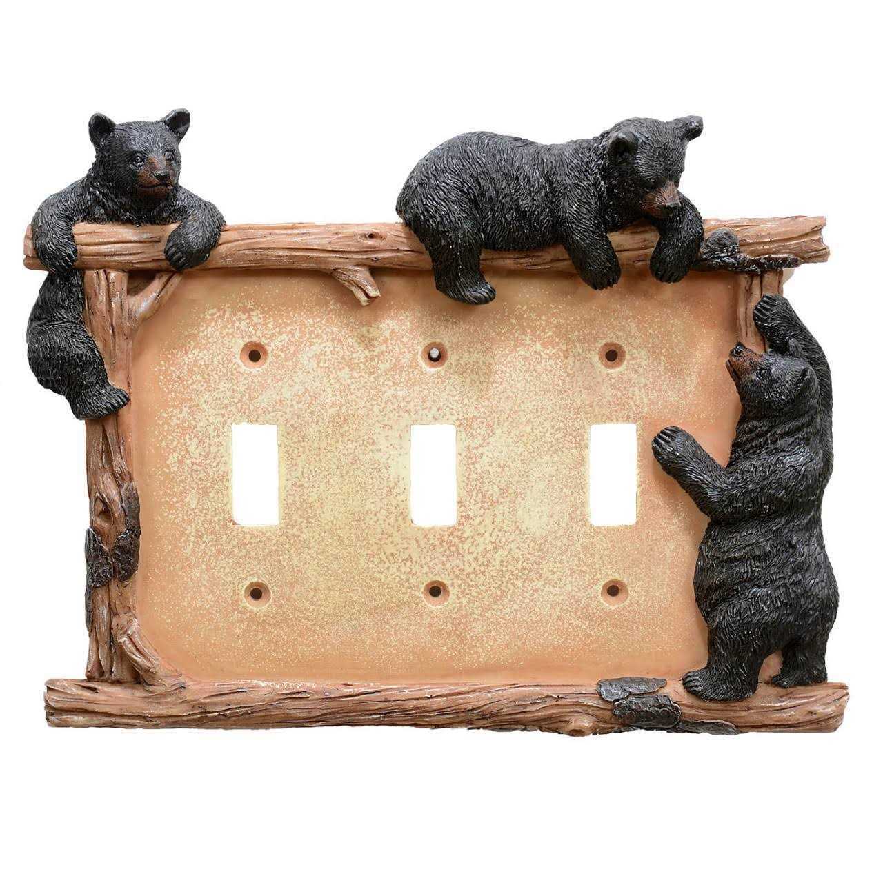 Black Forest Decor Black Bear & Twig Triple Switch Plate - Cheap Fitting