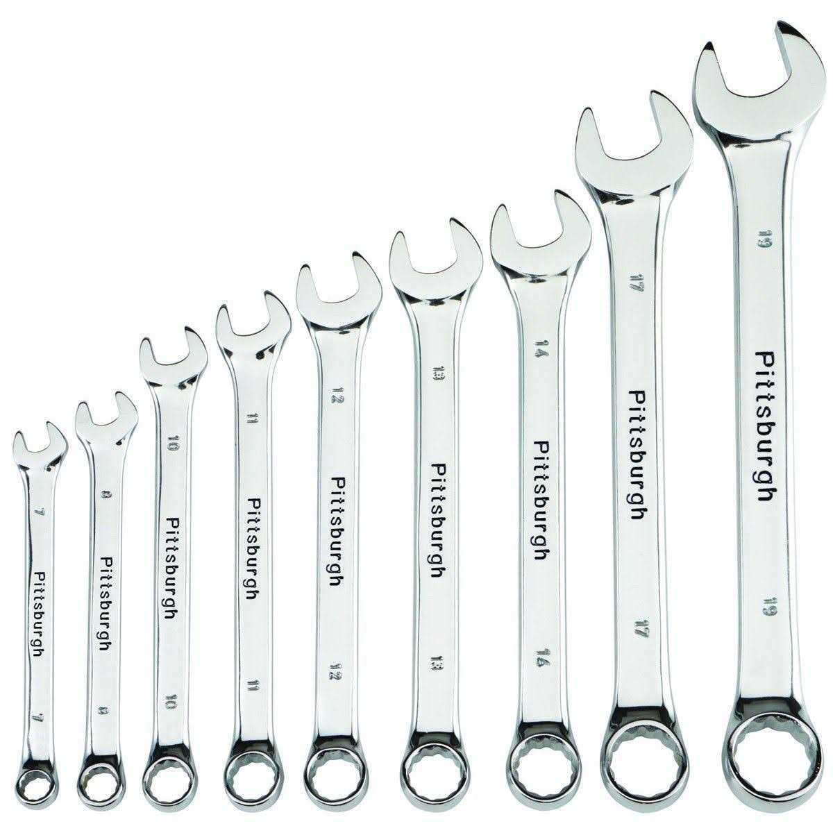 Pittsburgh 9 Piece Fully Polished Metric Combination Wrench Set - Cheap Fitting