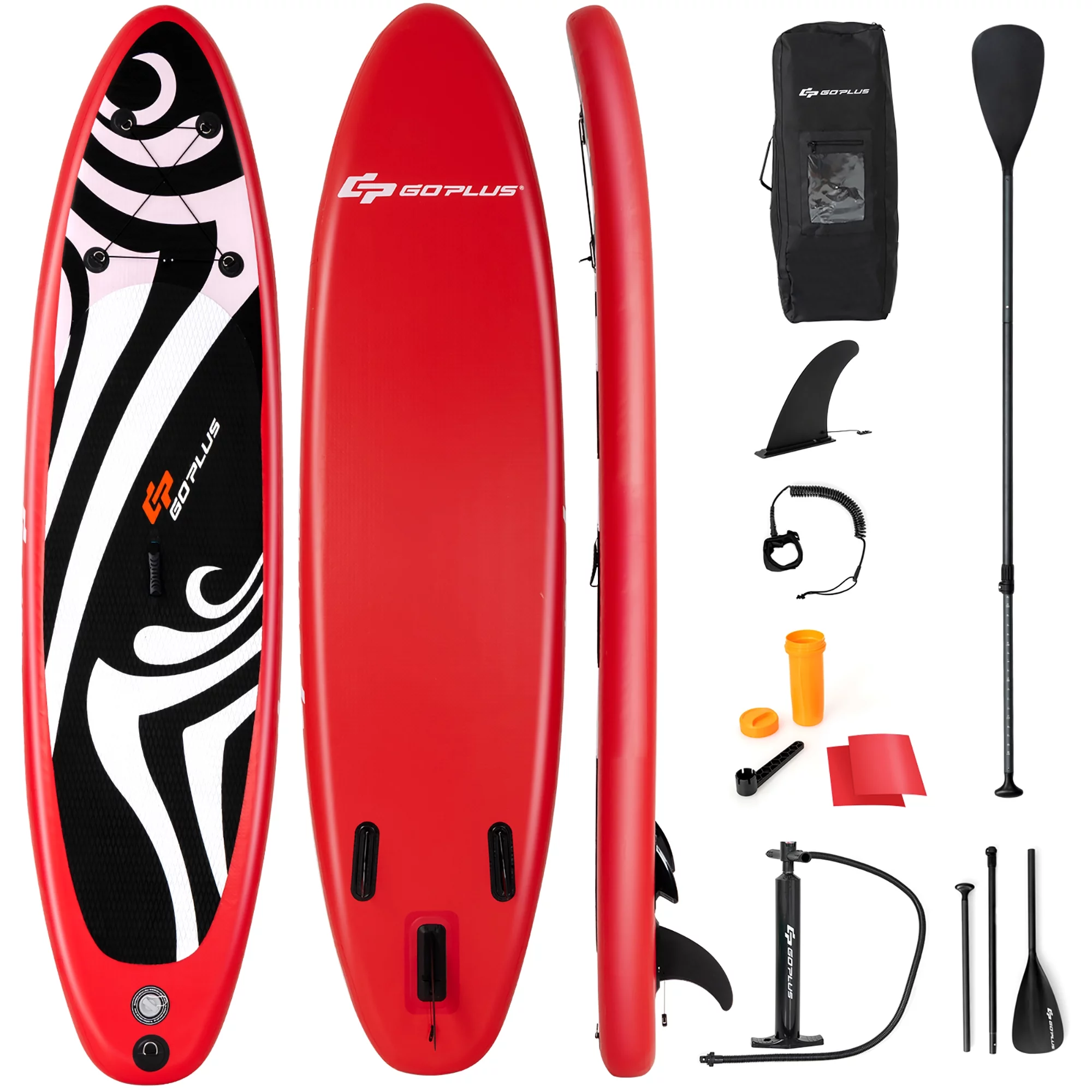 Goplus 11' Inflatable Stand Up Paddle Board Surfboard W/Bag Aluminum Paddle Pump Red - Cheap Fitting