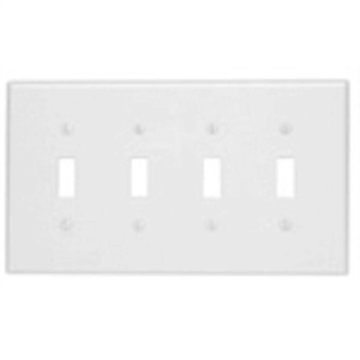Leviton PJ4-W 4-Gang Toggle Switch Wallplate - Cheap Fitting