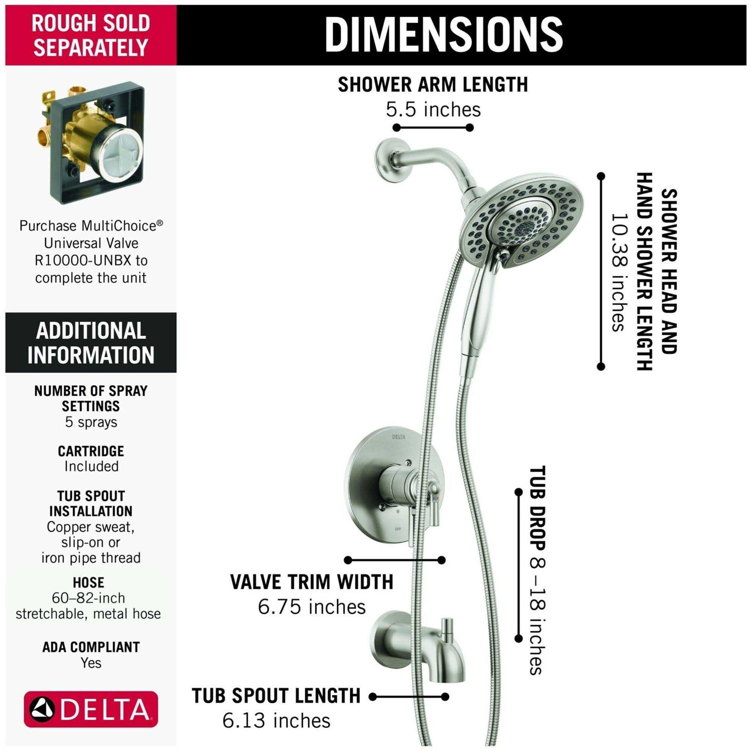 Delta Saylor T17435-CZ-I Monitor 17 Series Tub & Shower Trim with In2ition - Cheap Fitting