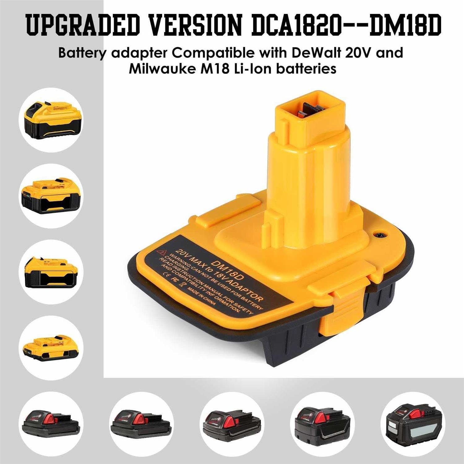 JJXNDO for Dewalt 20V to 18V Battery Adapter 2-Pack DM18D Upgraded Version DCA1820 Converter for Dewalt 18V/20V & for Milwaukee M18 18V Battery to - Cheap Fitting