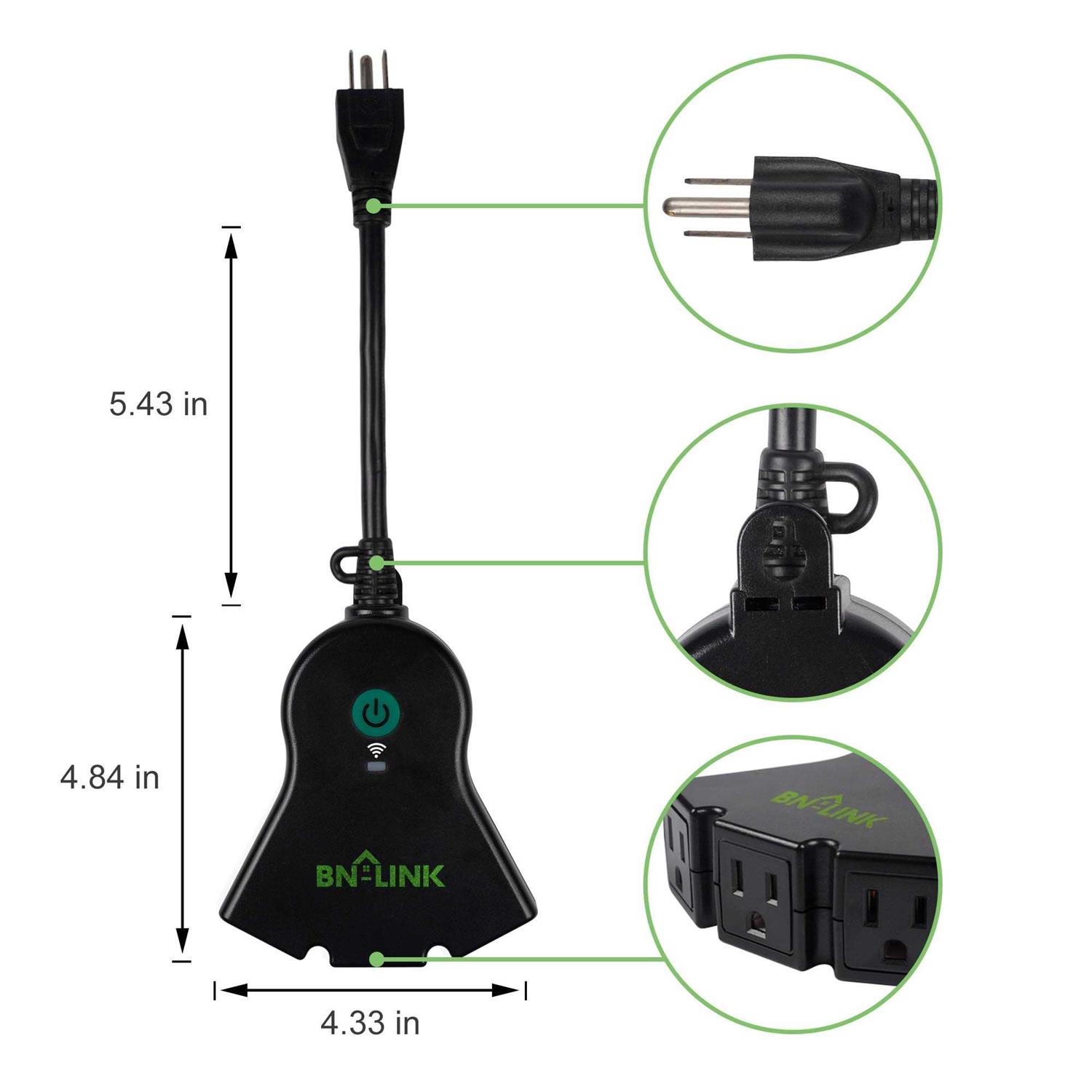 BN-LINK Smart WiFi Heavy Duty Outdoor Outlet, Timer and Countdown Function, No Hub Required for Outdoor Lights, Compatible with Alexa and Google - Cheap Fitting