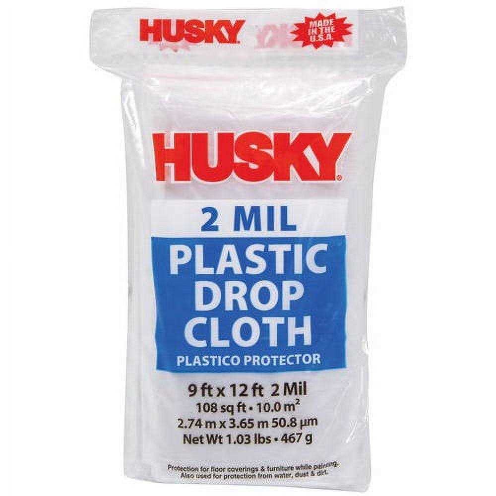 Husky Other 9′ x 12′ Ft 2 Mil Clear Plastic Drop Cloth Sheet - Cheap Fitting