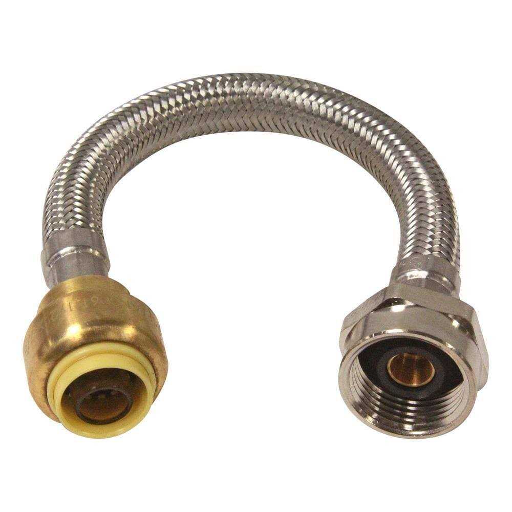 Unbranded 1/2 in. Push x 7/8 in. C x Braided Stainless Steel Flexible Toilet Connector - Cheap Fitting