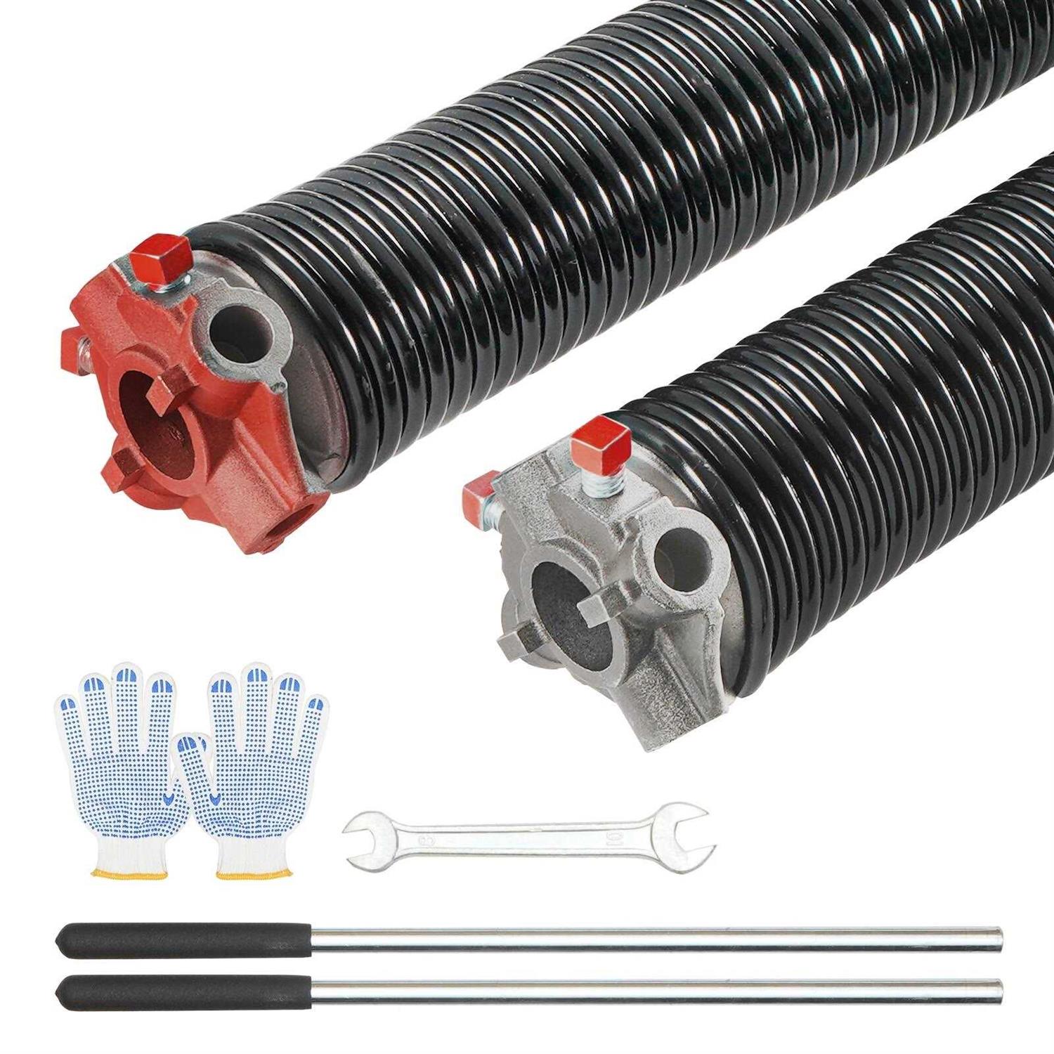 VEVOR Garage Door Torsion Springs, 16000 Cycles, Pair 2 x Garage Door Springs with Non-Slip Winding Bars, Mounting and Gloves - Cheap Fitting