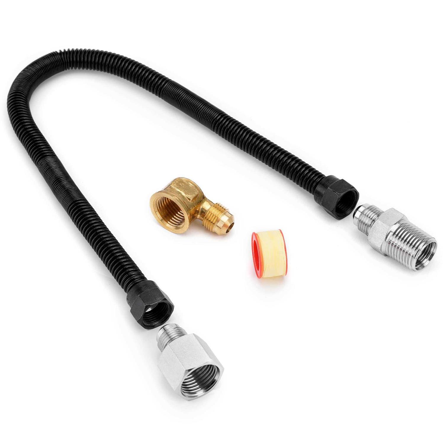Stanbroil 1/2 OD x 3/8 ID 12 Non-Whistle Flexible Flex Gas Line Connector Kit for NG or LP Fire Pit and Fireplace - Cheap Fitting