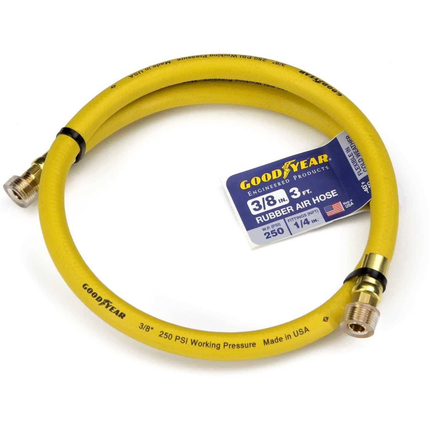 Goodyear 3′ x 3/8 Rubber Whip Hose - Cheap Fitting