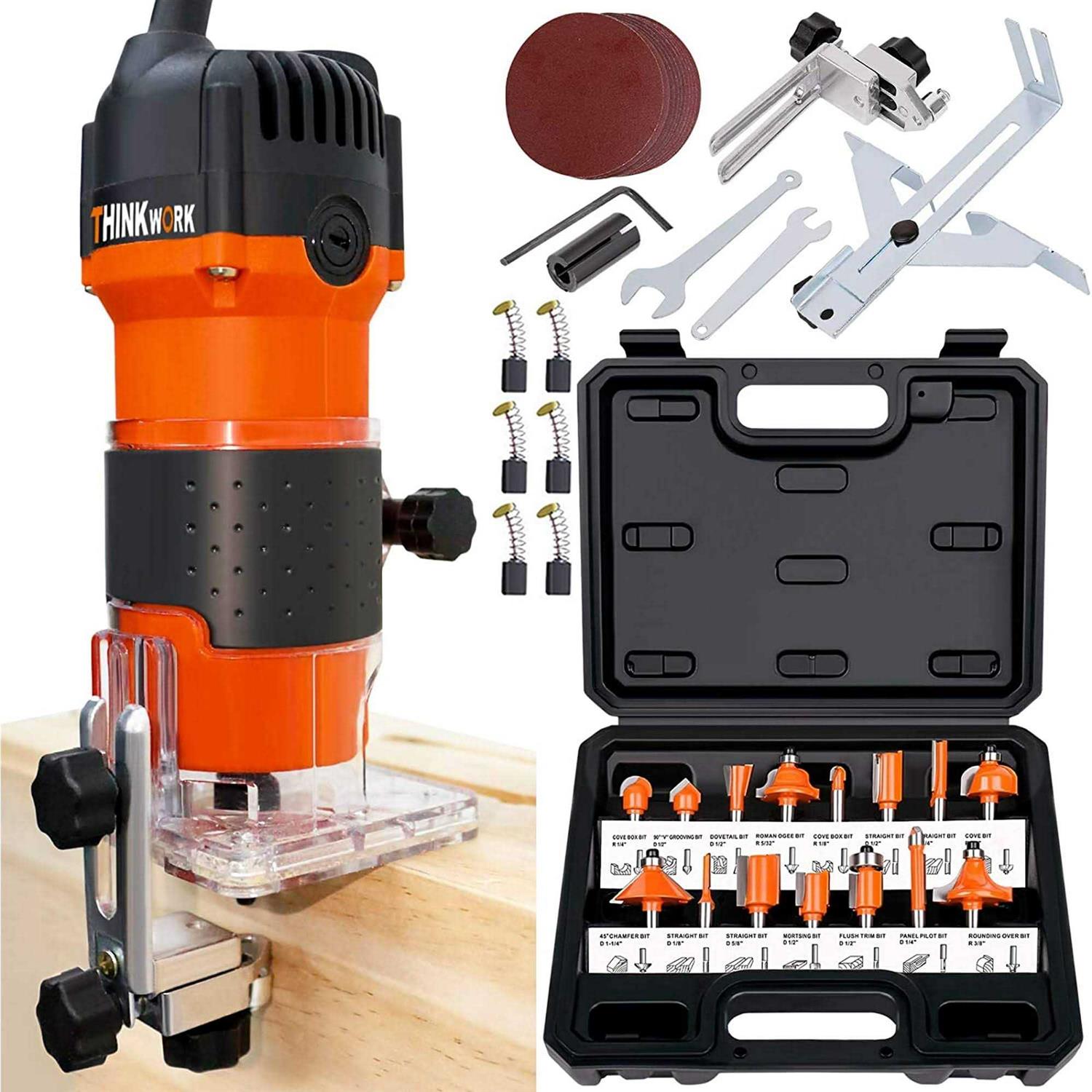 Compact Router 6.5-Amp 1.25 HP Compact Wood Palm Router Tool Kit Made by Thinkwork Tw6033 - Cheap Fitting