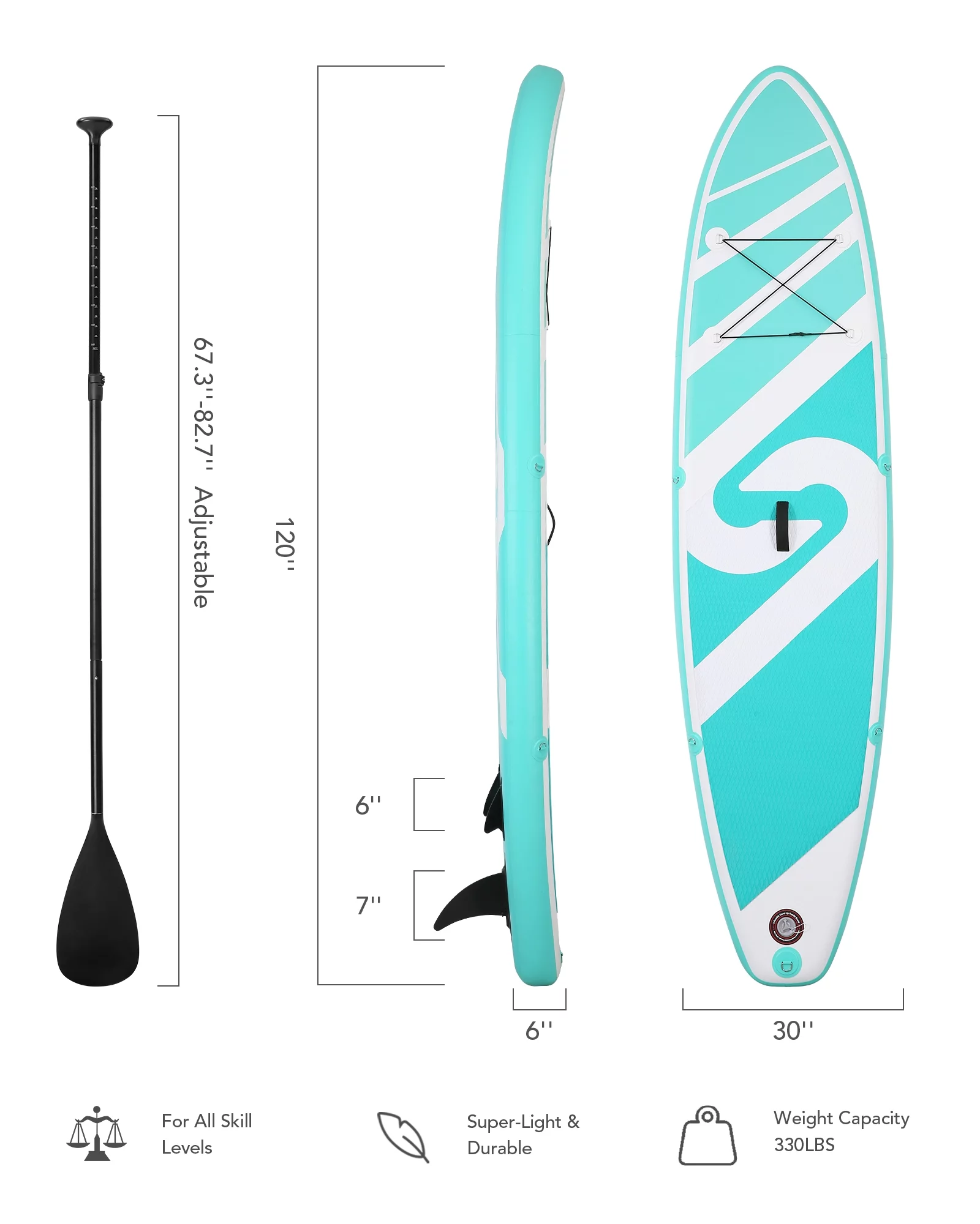 Marnur Inflatable Paddle Board Stand up Paddle Board 10' SUP 6 in.Thick Board Carry Bag & Fast Pumping Green - Cheap Fitting