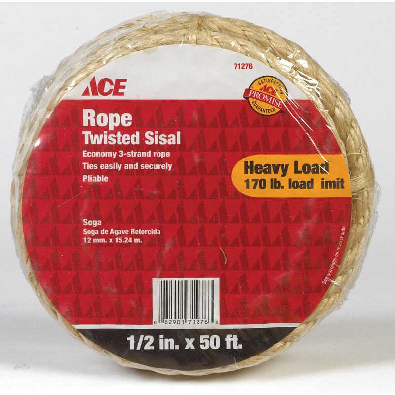 Ace D x 50 ft. L Tan Twisted Sisal Rope - Cheap Fitting