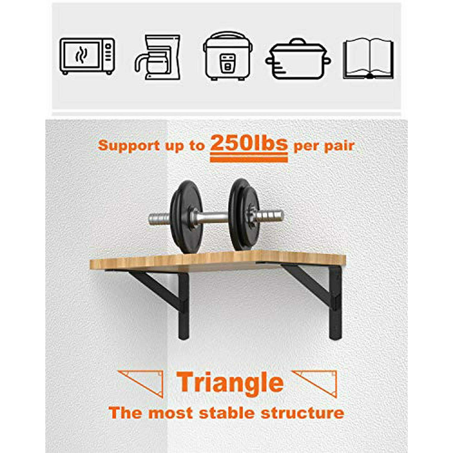 LuckIn 12-Pack 11 Inch Heavy Duty Shelf Bracket Wall Shelf Brackets Fit for 12 14 16 Inch Floating - Cheap Fitting